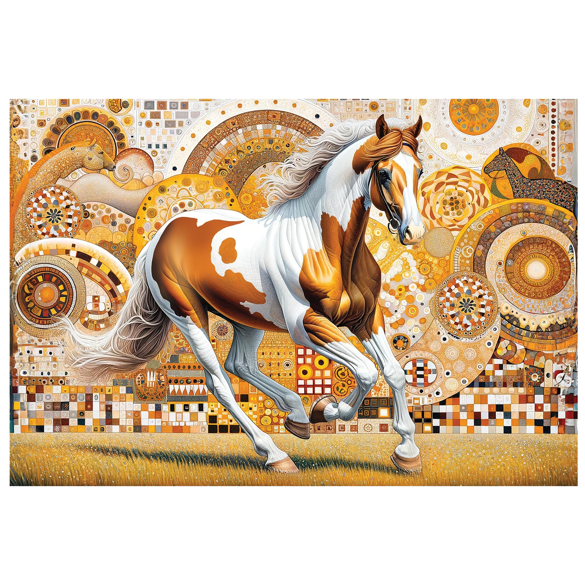 WOODEN.CITY Puzzle in legno da 500 pezzi, elegante cavallo con 50 pezzi a forma di animale, 39,4 x 26,7 cm, progettato e realizzato in UE