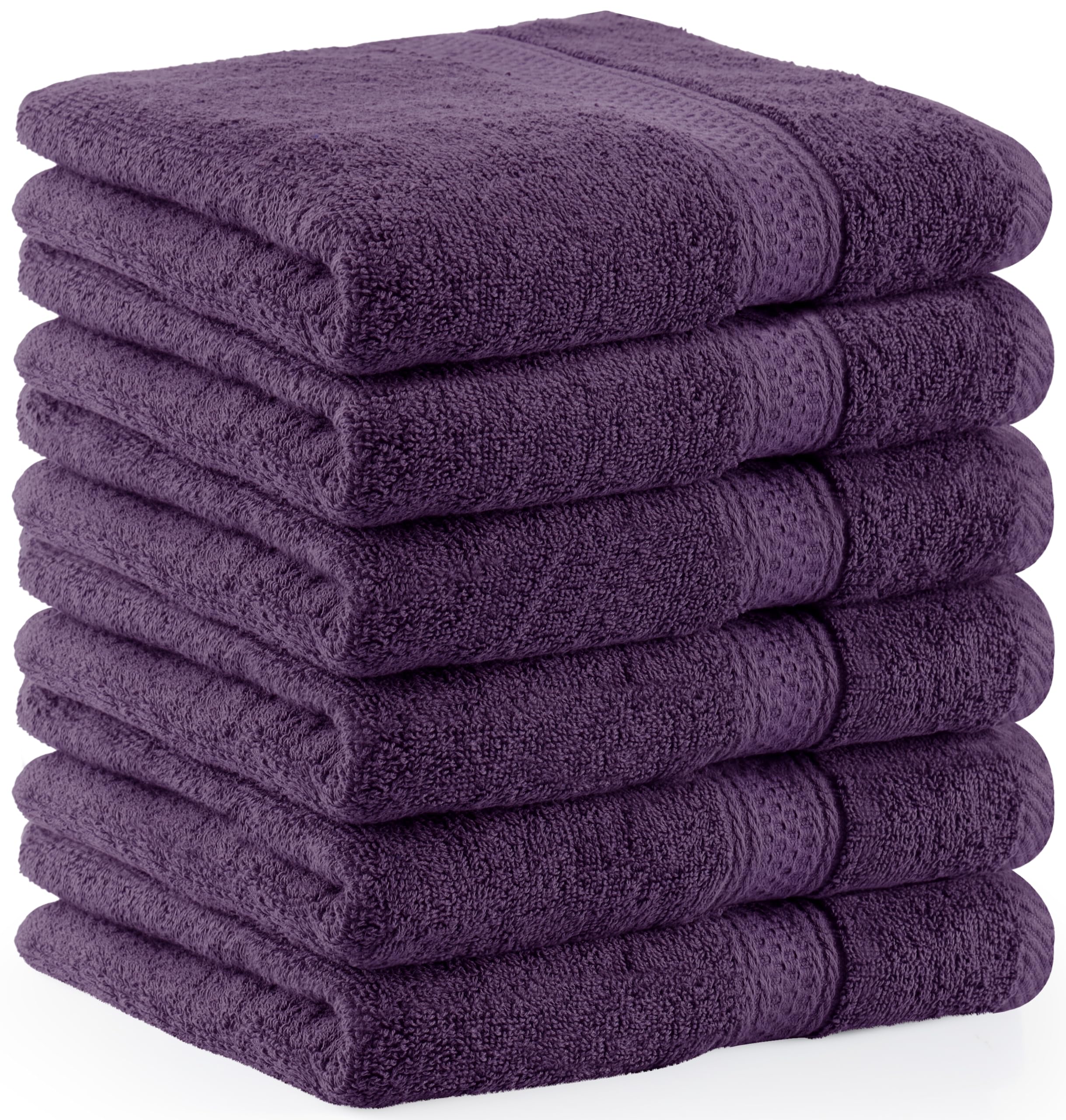 Utopia Towels - Set di 6 (50 x 100 cm), Asciugamani Mani, Asciugamani Per Le Mani, Altamente Assorbenti Con Gancio, 100% Cotone (Prugna)