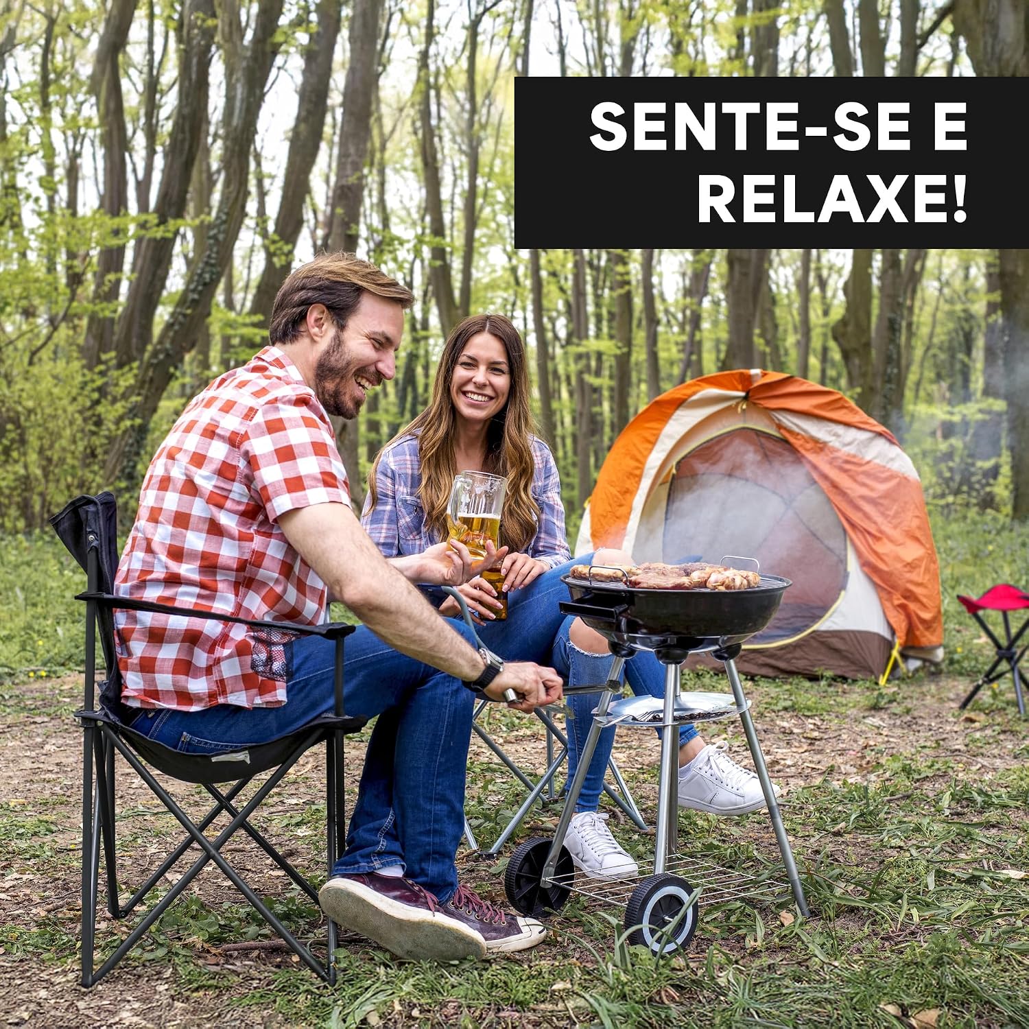 Cadeira de Camping Dobrável com Porta-Copos – Leve, Compacta e Portátil para Praia, Pesca e Viagens