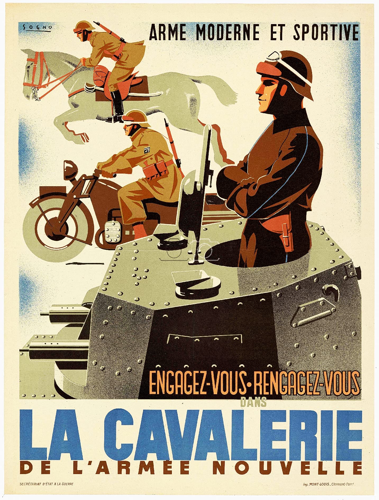 ARMéE ENGAGEZ-Vous LA CAVALERIE Rtpo-Poster/Reproduction HQ 80x110cm d'une Affiche Vintage