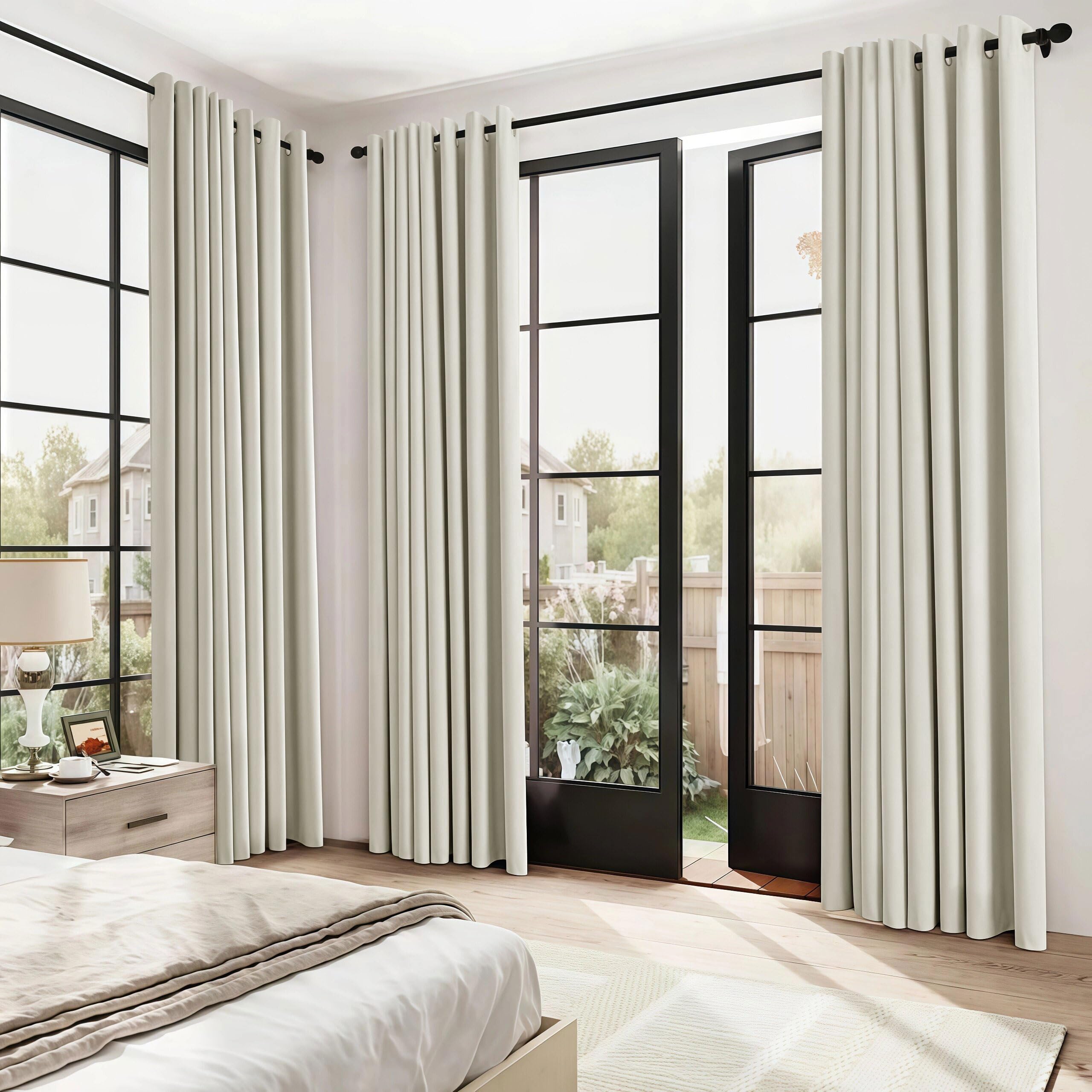 LIUJYUAN Blackout Curtains 85 x 170 cm Room Darkening, Privacy Protection Darkening Curtains Thermal Insulated Energy for Bedroom, Living Room, Door, Beige