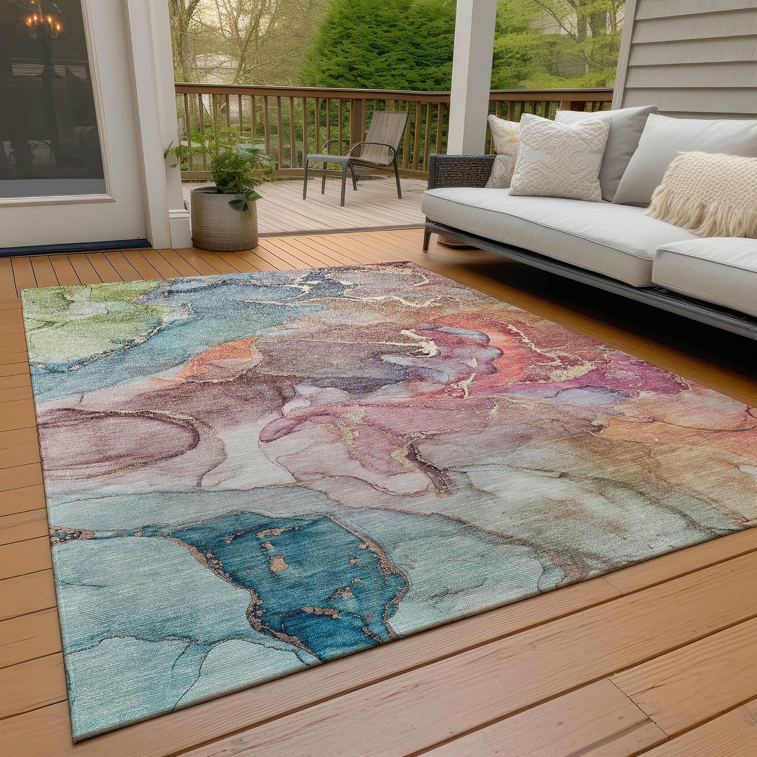 Addison Rugs Chantille ACN500 Blue 5' x 7'6 Indoor Outdoor Area Rug, Easy Clean, Machine Washable, Non Shedding, Bedroom, Entry, Living Room, Dining Room, Kitchen, Patio Rug
