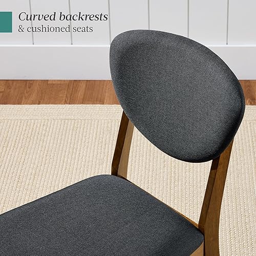 Miniatura 4 de Best Choice Products Juego de 2 sillas de comedor, de madera tapizada moderna de mediados de siglo, sin brazos con cojín de asiento, respaldo