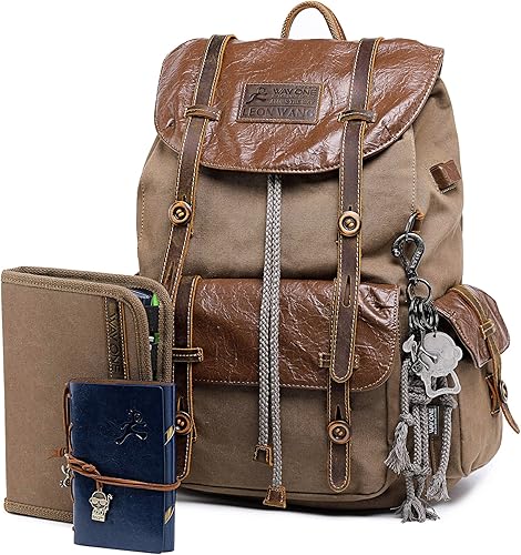 Mochila vintage de cuero de lona para hombres y mujeres, impermeable, mochila para senderismo, viajes al aire libre, mochila casual de cuero retro