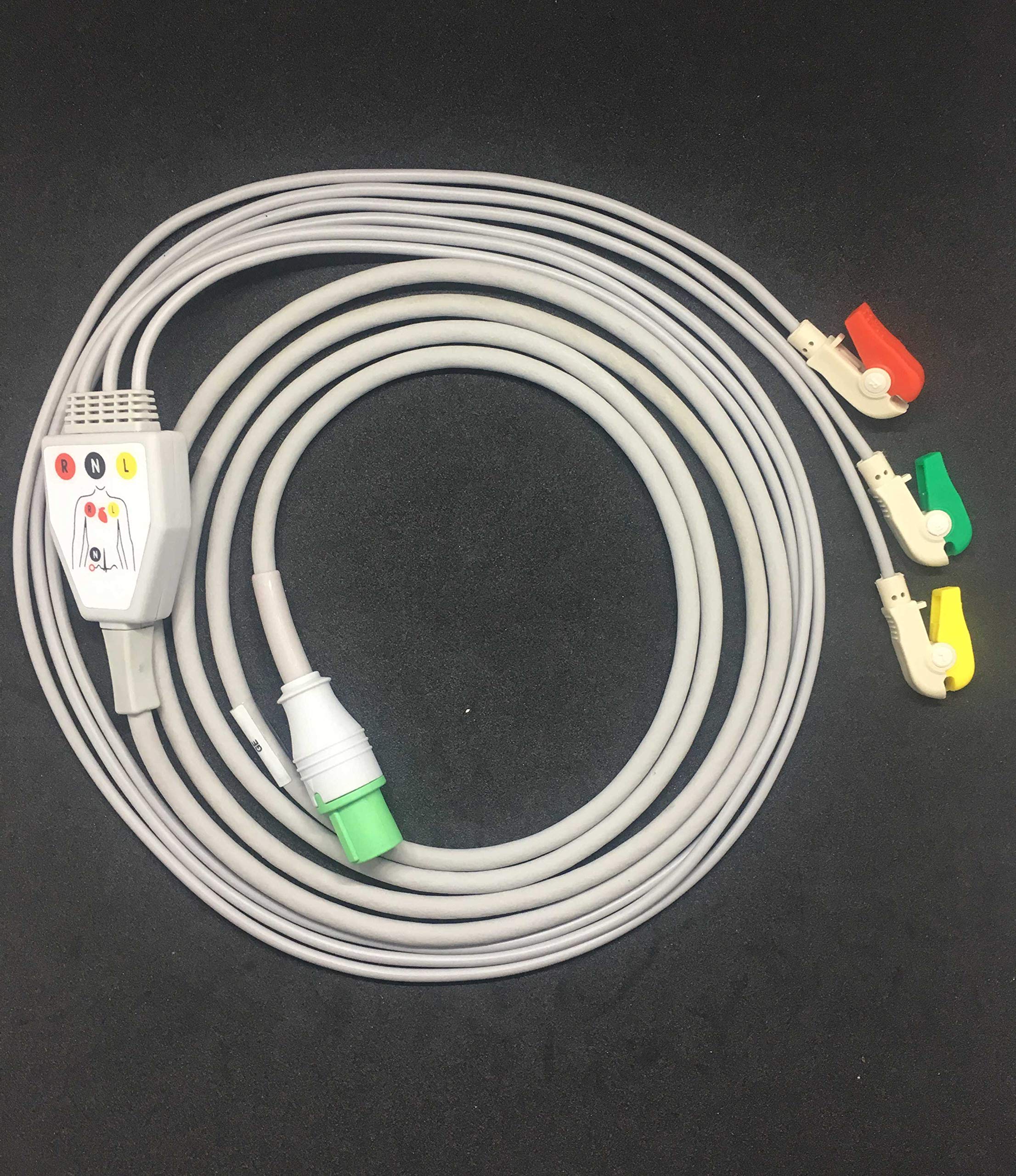3 Lead ECG Cable Compatible With GE (Cardioserve 10 Pin)-Clip Type.-picture-25