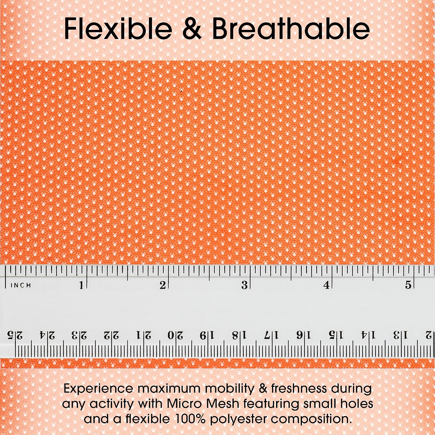 Pico Textiles 1 Yard - Orange Polyester Micro Mesh Jersey Fabric - 60" Wide - Sold by The Yard - Small Holes - Durable Athletic Mesh Fabric for Sewing Soccer & Basketball Jerseys Uniforms