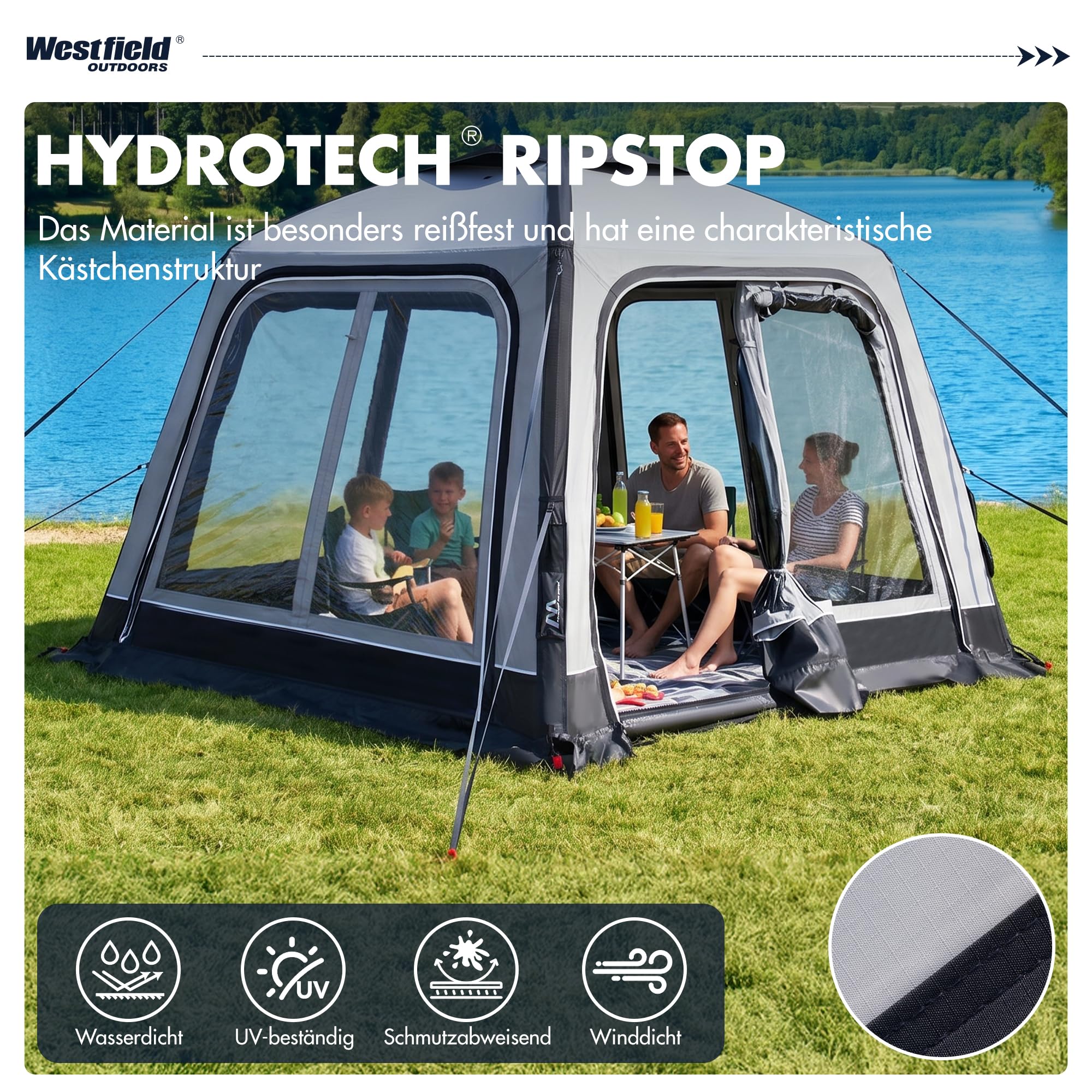 Westfield Outdoors Triton, Aufblasbares Vorzelt, Pavillion-Luftzelt, Busvorzelt Campingzelt mit Drive-Away-Funktion, 3000 mm Wasserdicht, UV- & Windfest