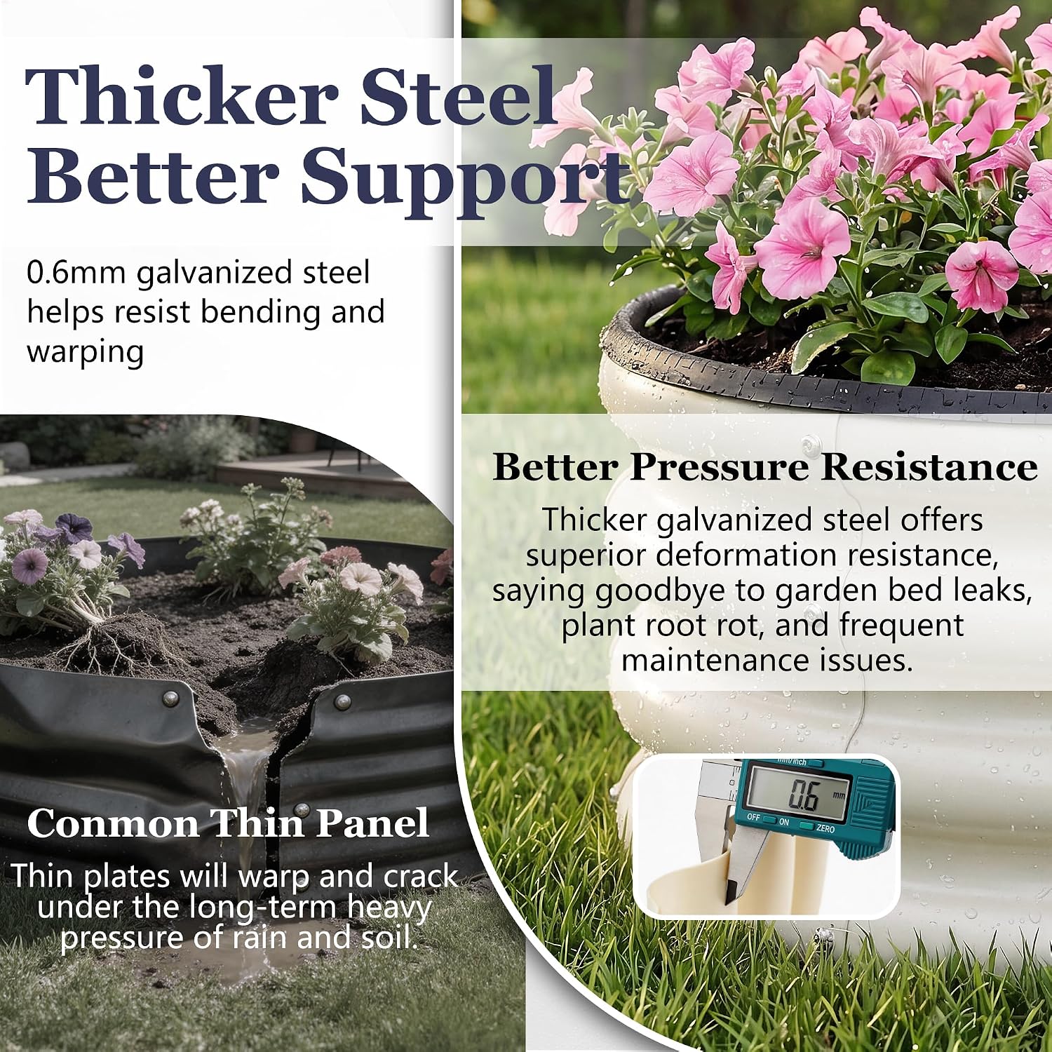 Round Raised Garden Bed, 2 Pack, 2 x 2 x 1 Ft, White