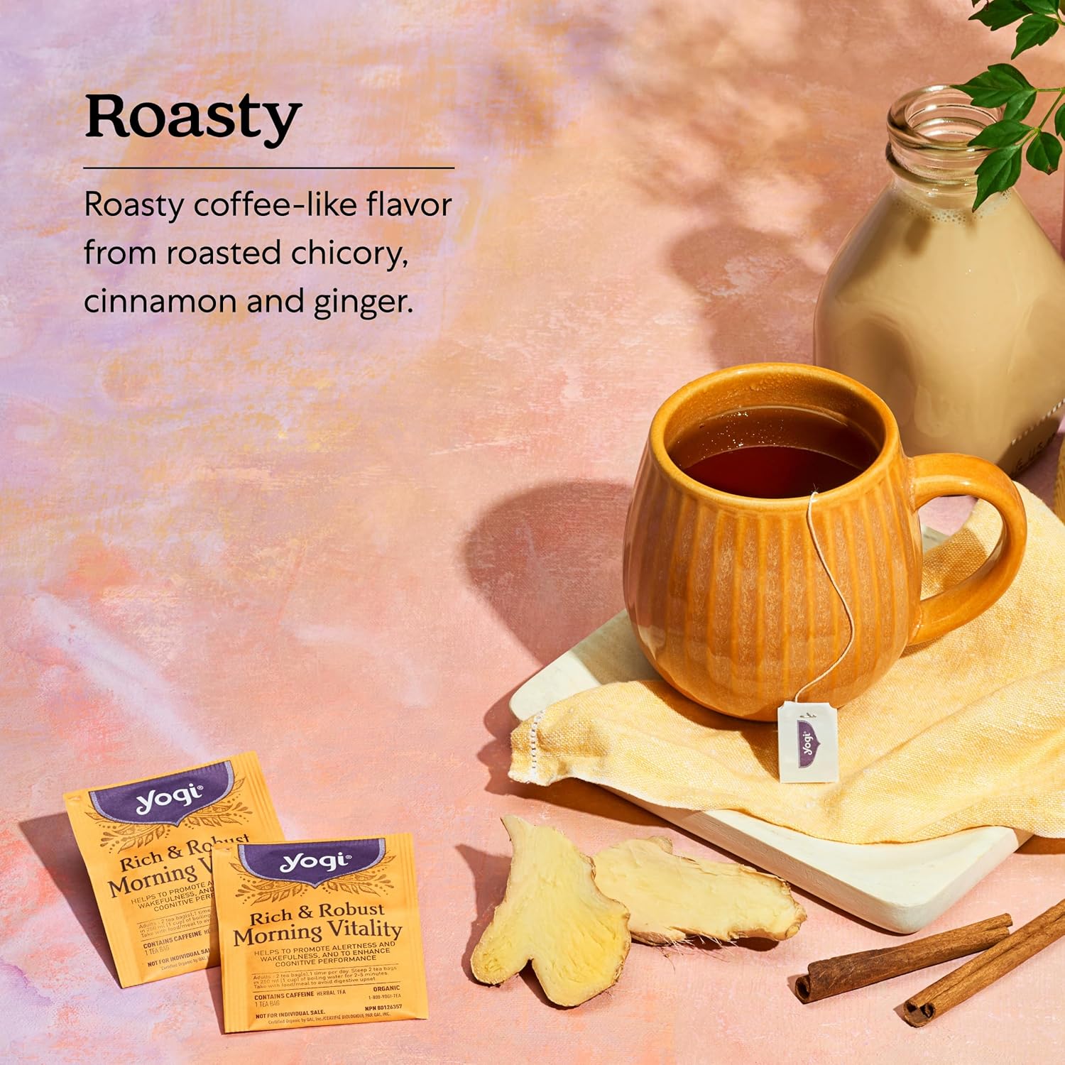 Yogi Tea Rich & Robust Morning Vitality (Pack 3) - 48 Tea Bags - Contains caffeine - Supports Energy - Inlcudes Roasted Chicory, Cinnamon, Ginger & More