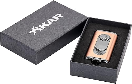 Miniatura 7 de Xikar Verano - Encendedor de cigarros de llama plana, atractiva caja de regalo, elegante construcción de metal, bronce vintage