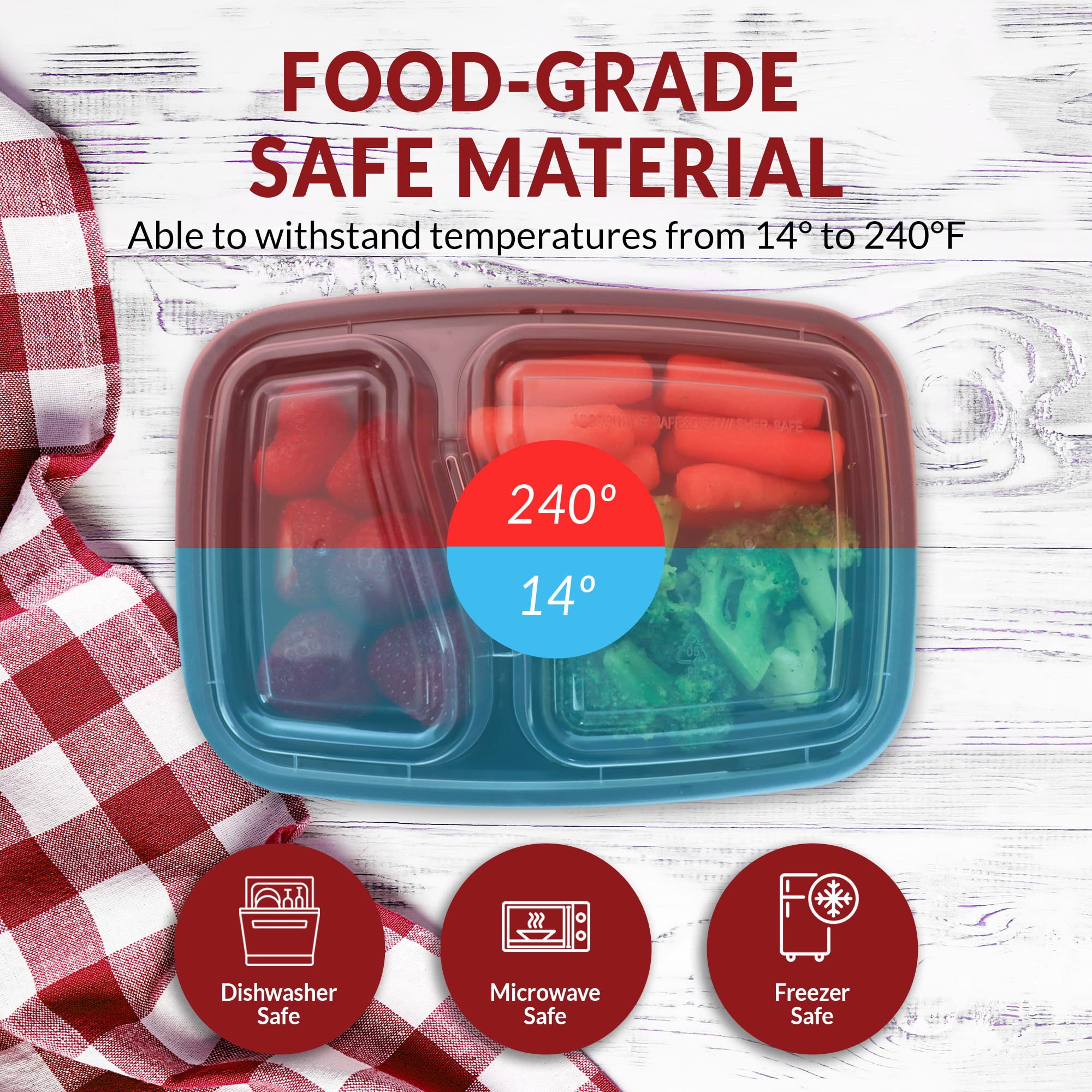 Reli. Contenedores de preparación de comidas, 32 onzas | Paquete de 45 | Contenedor de alimentos de 2 compartimentos con tapas | Contenedores de almacenamiento de alimentos para microondasTo Go |