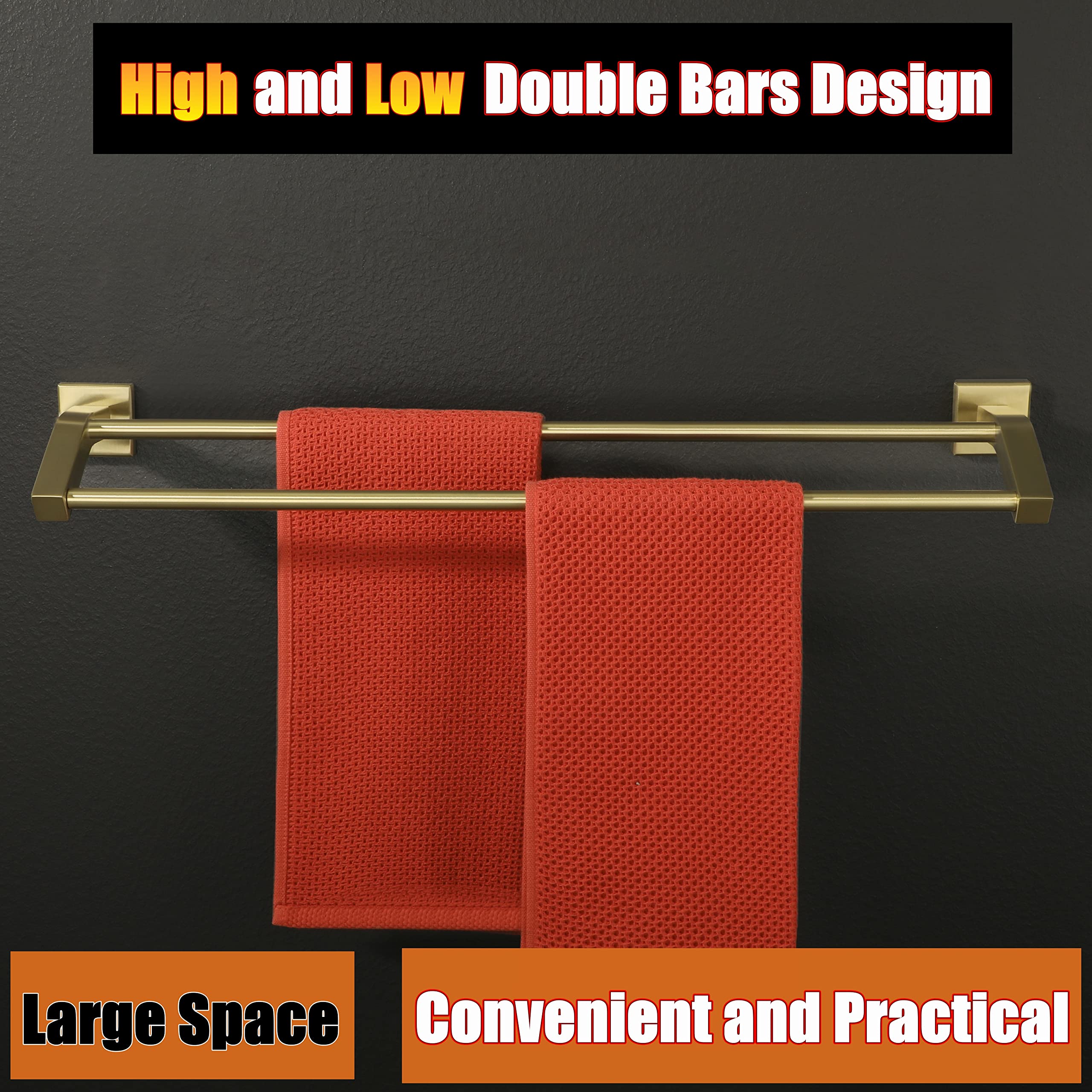 Snapklik.com : Alise Bath Double Towel Bars Towel Racks For Bathroom ...