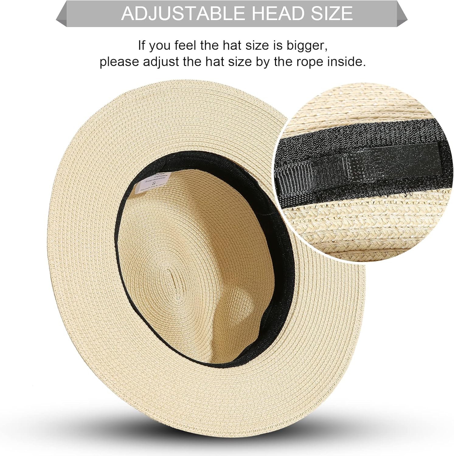 JOYEBUY Womens UPF50 Foldable Summer Straw Hat Wide Brim Fedora Sun Beach hat - Image 3