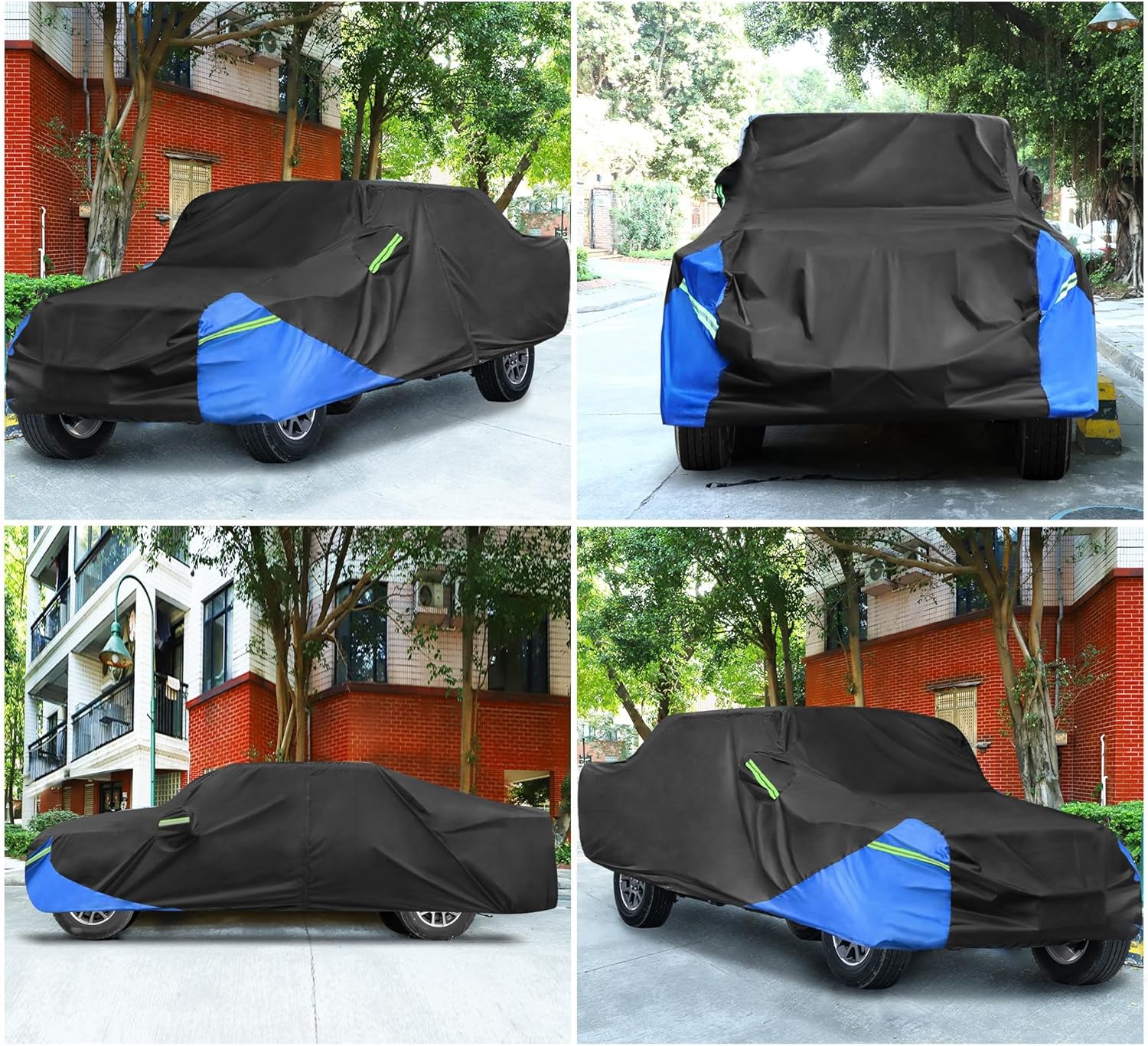 X AUTOHAUX Truck Car Cover for Jeep Gladiator JT 2020-2024 Outdoor Waterproof Sun Rain Dust Wind Snow Protection Black Blue