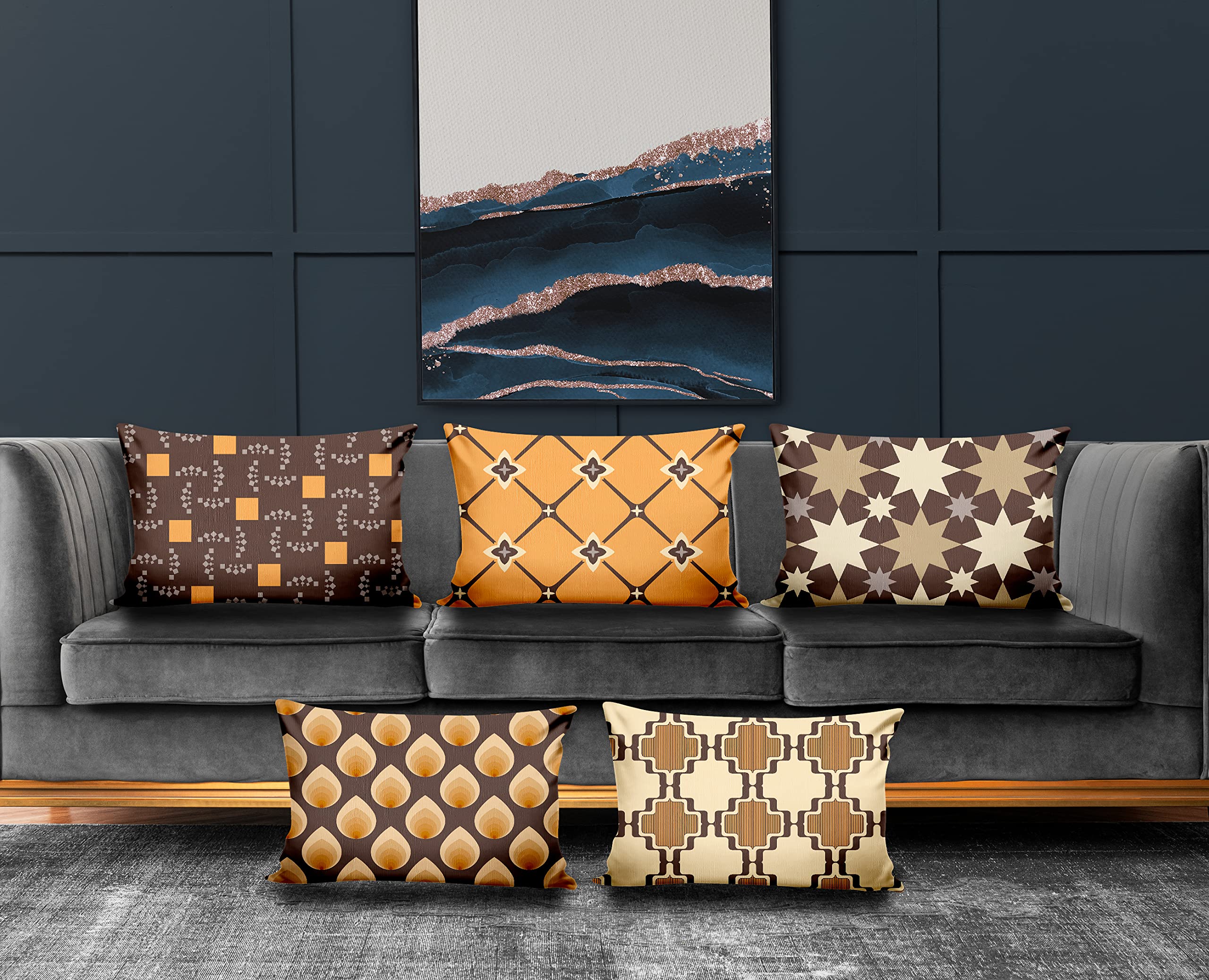 Ultimate Trends Polyester Digital Modern Printed Cushion Cover 12x18 Set of 5, Multi Color (UTCS-1036)