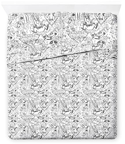 Jay Franco Sheet Set with Fitted, Flat Sheets & Pillow Cover - Ultra-Soft Bedding with Pillowcase for Room Decor, White - Deadpool, 4 Piece Queen - White - Deadpool - 4 Piece Queen