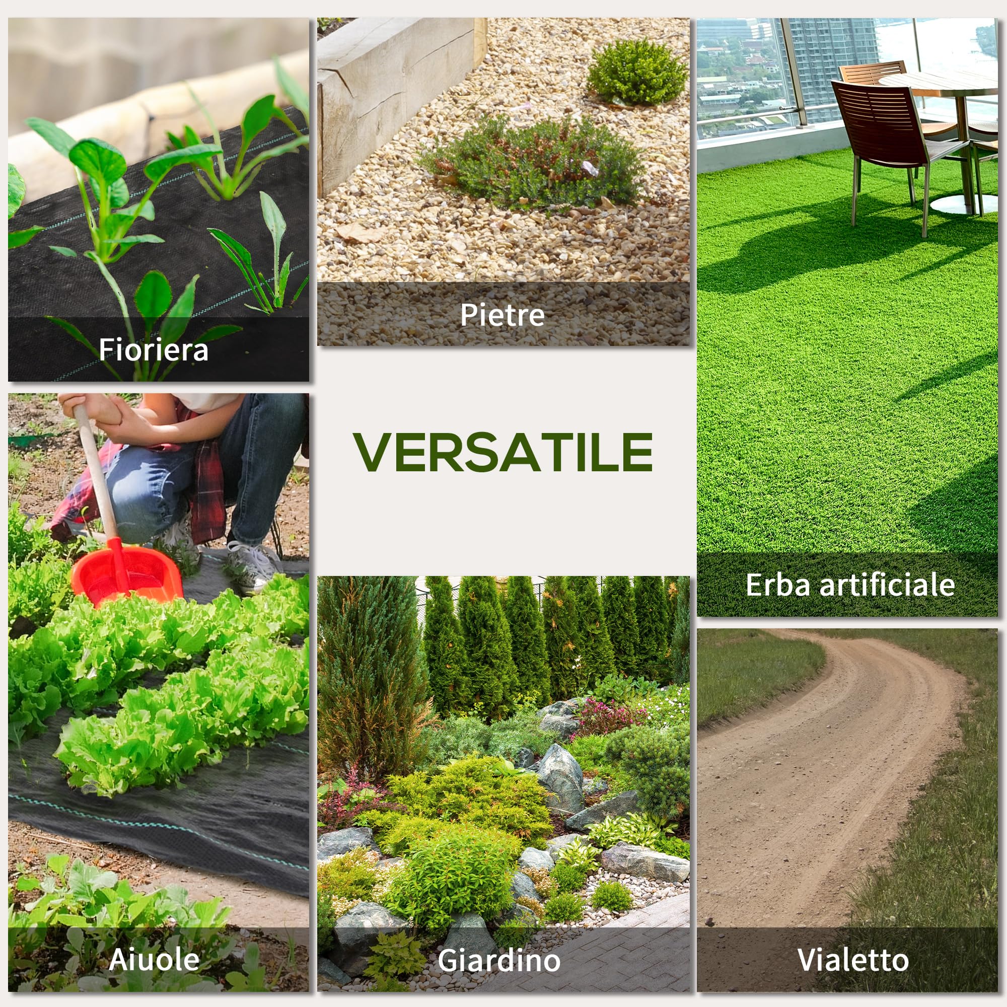 Outsunny Telo per Pacciamatura 100x2 m, Traspirante e Anti-UV, Telo Pacciamatura in Polipropilene, per Orto e Giardino, Nero