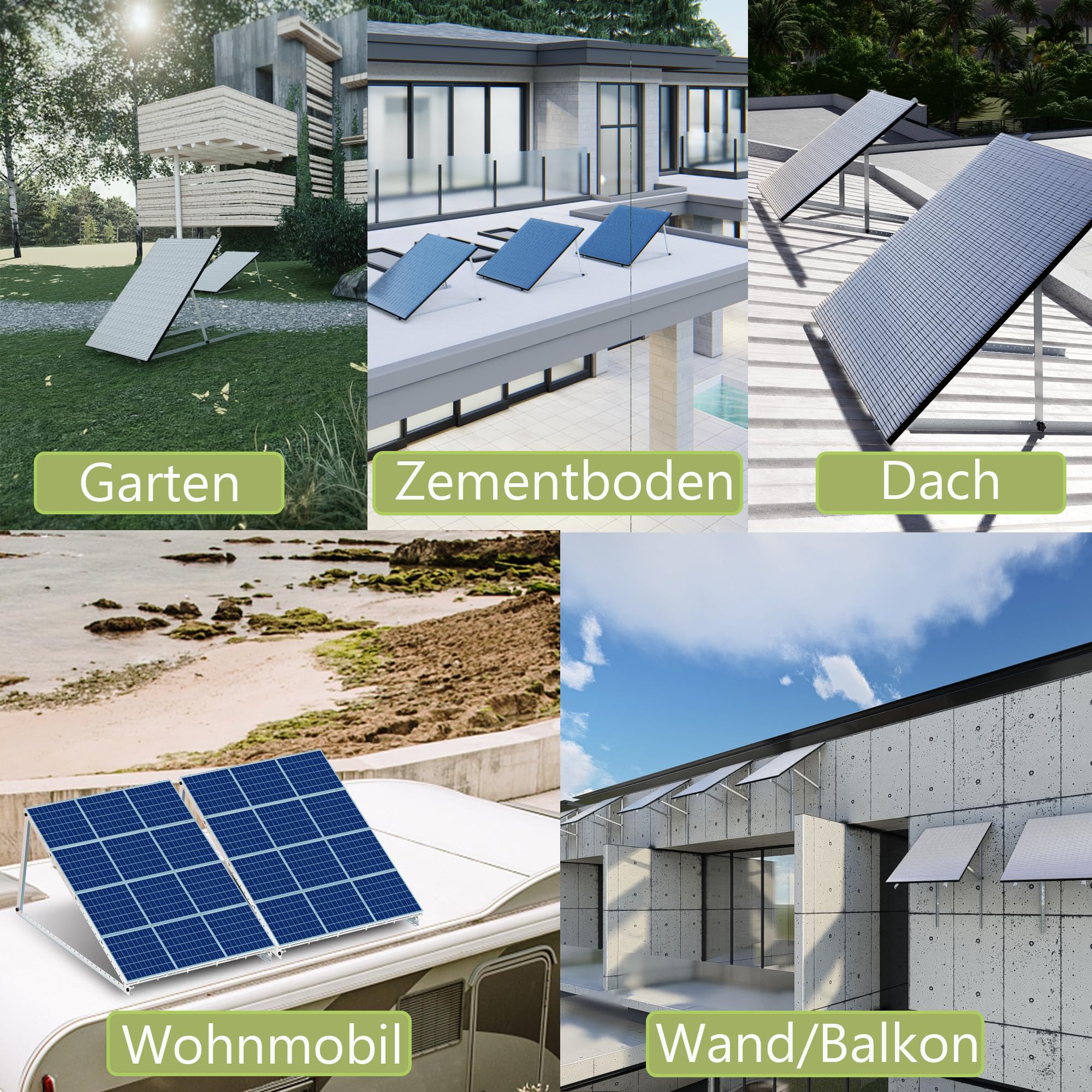 Warmfay Solarmodul Halterung 1305MM, 1 Paar 52'' Halterung für Solarpanel, PV Aufständerung Flachdach Einstellbarer Winkel 30-41°, Alu PV Modul Halterung für Balkon Wandmontage Gartenhaus Wohnmobil
