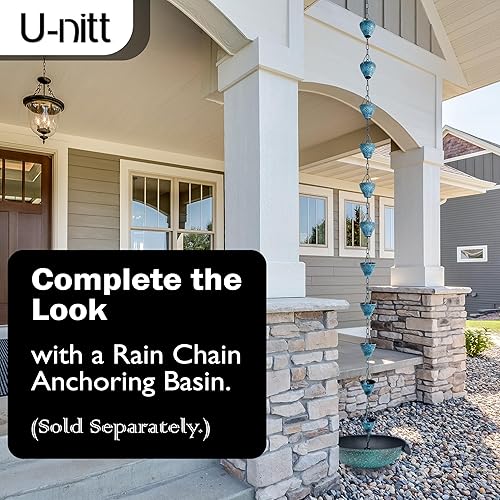 Miniatura 4 de U-nitt Cadena de lluvia colección de agua para canalones, atrapador de agua de lluvia y desviador, cadenas de 8.5 pies para jardín exterior, copas
