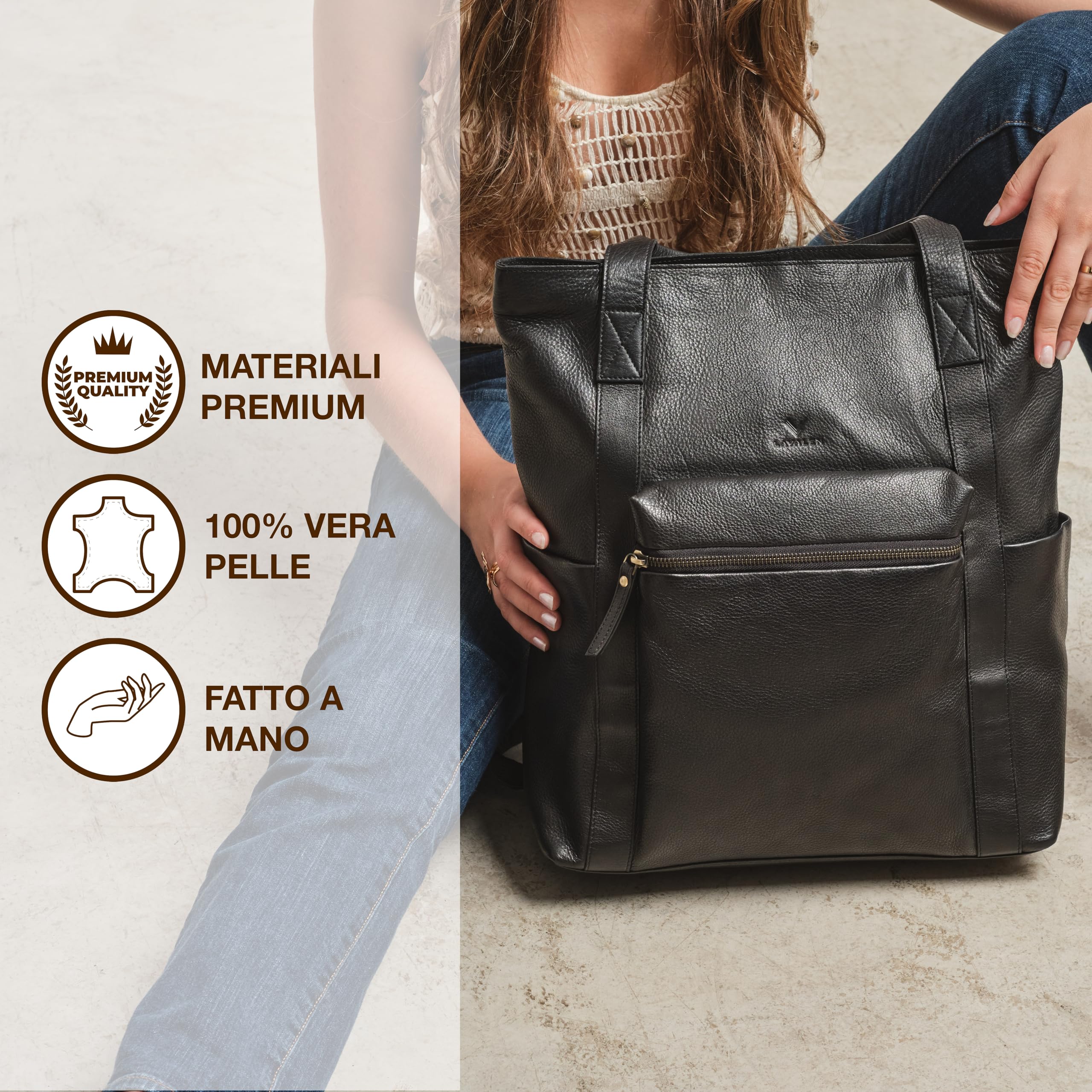 Borsa Zaino Donna firmato in Pelle Antifurto per Laptop da Lavoro