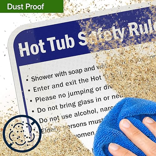 Vista 63 de Letrero de reglas de seguridad para bañera de hidromasaje, 10 x 14 pulgadas, libre de óxido, aluminio 040, resistente a la decoloración, fabricado