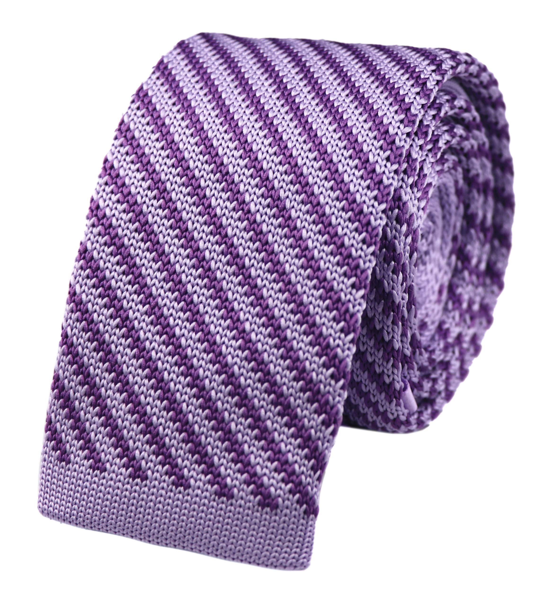 Elfeves Men's Skinny Knit Tie Vintage Smart Striped Patterned Casual Necktie 2" Various Design