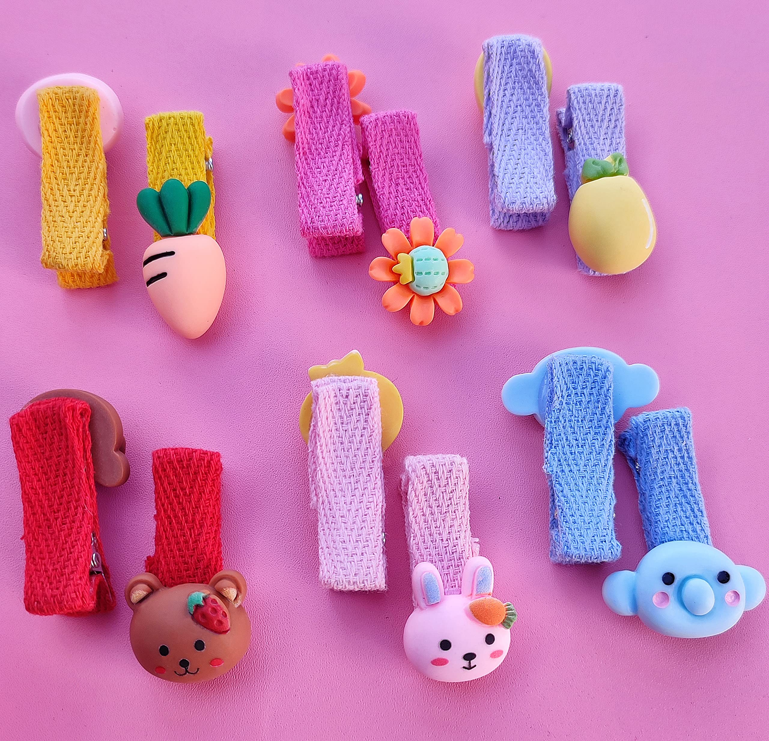 ANNACREATIONS 26 Pcs Baby Girls Hair Clips Cute Animal Character Fruit Flower Pattern Fully Ribbon Lined Hair Clips Hair Accessories For Girls 4