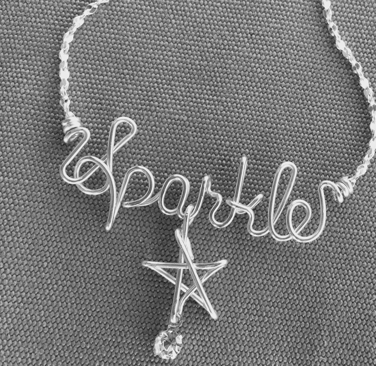 Name Necklace~Personalized Silver Necklace or Anklet~Wire Name~Birthstone~Heart, Cross, Star, Flower, Peace Sign~Any Name, Letters~Custom made just for you