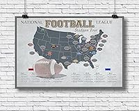 Vista 2 de Pro Football Stadium Scratch Off Map; Football Stadium Bucket List Poster; Football Gift; Football Fan; Football Stadium Travel Poster