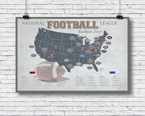 Miniatura 2 de Pro Football Stadium Scratch Off Map Football Stadium Bucket List Poster Football Stadium Travel Poster Football Gift Football Decor