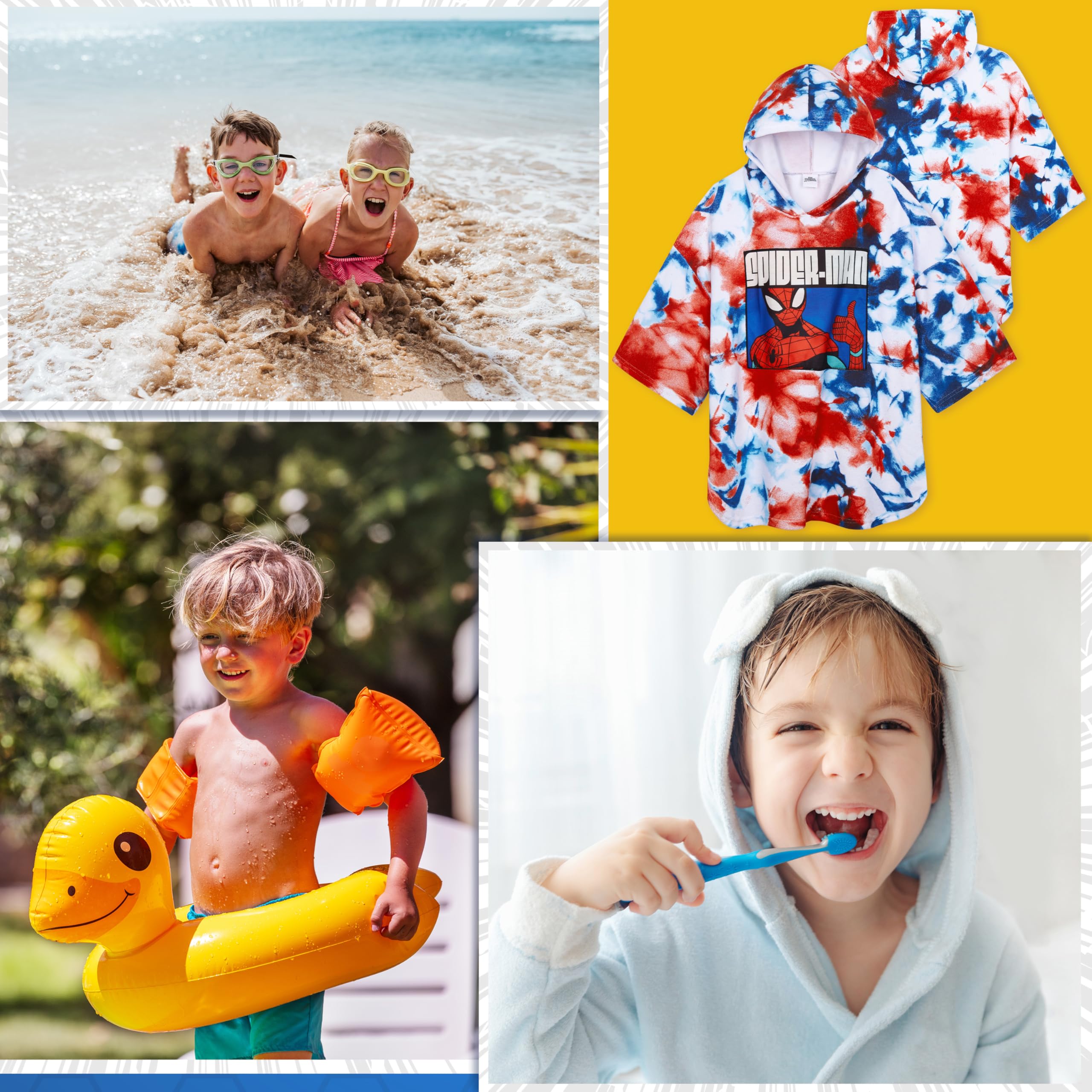 Marvel Spiderman Bath Towel with Hood for Kids Teenagers Absorbent Changing Robe Poncho Towel for Swimming Bath Shower Beach Towel Holiday Essentials (Multi Spiderman - Image 3