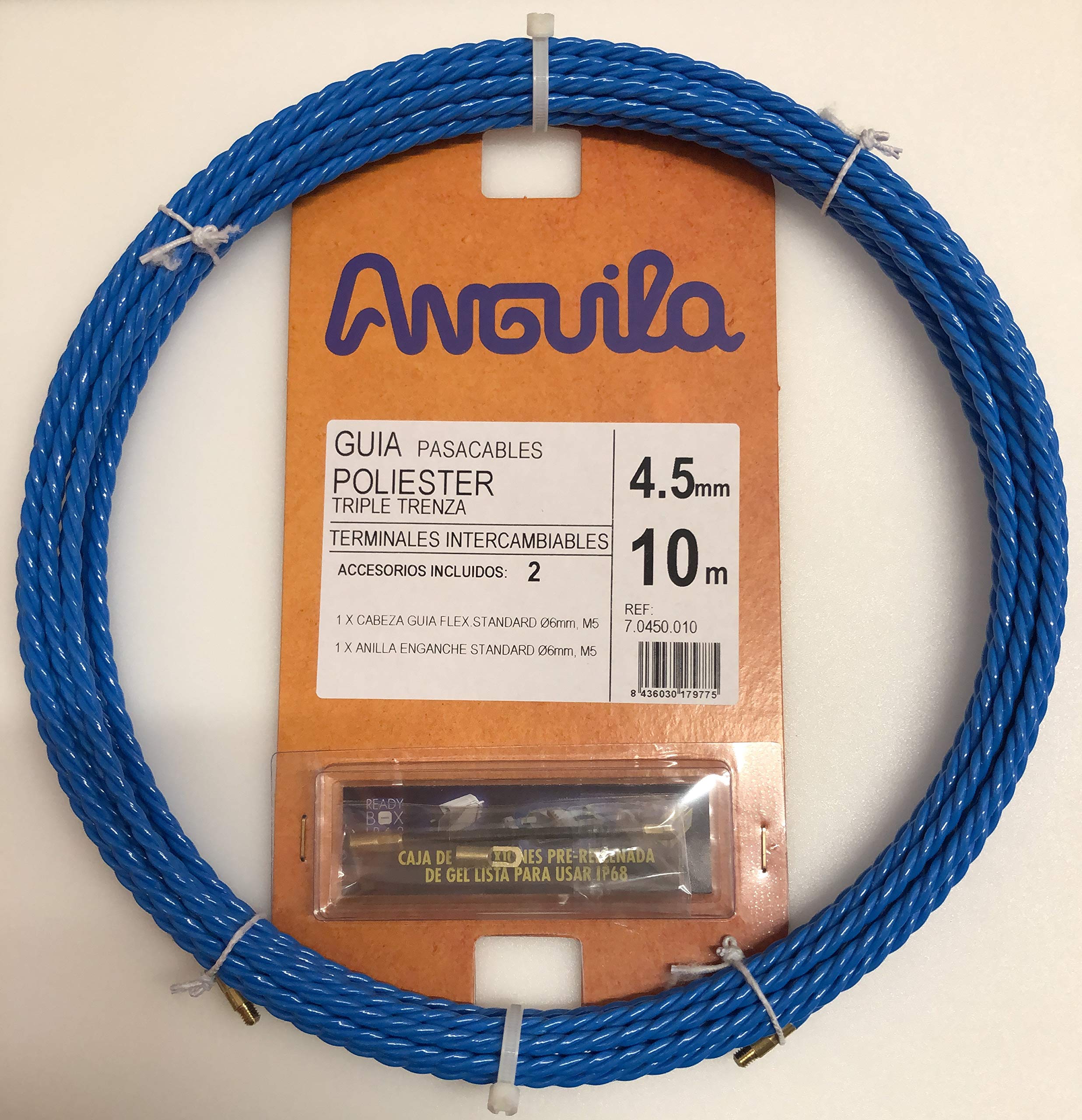 Guia Pasacables Triple Trenza 10 Metros 4.5 mm Azul