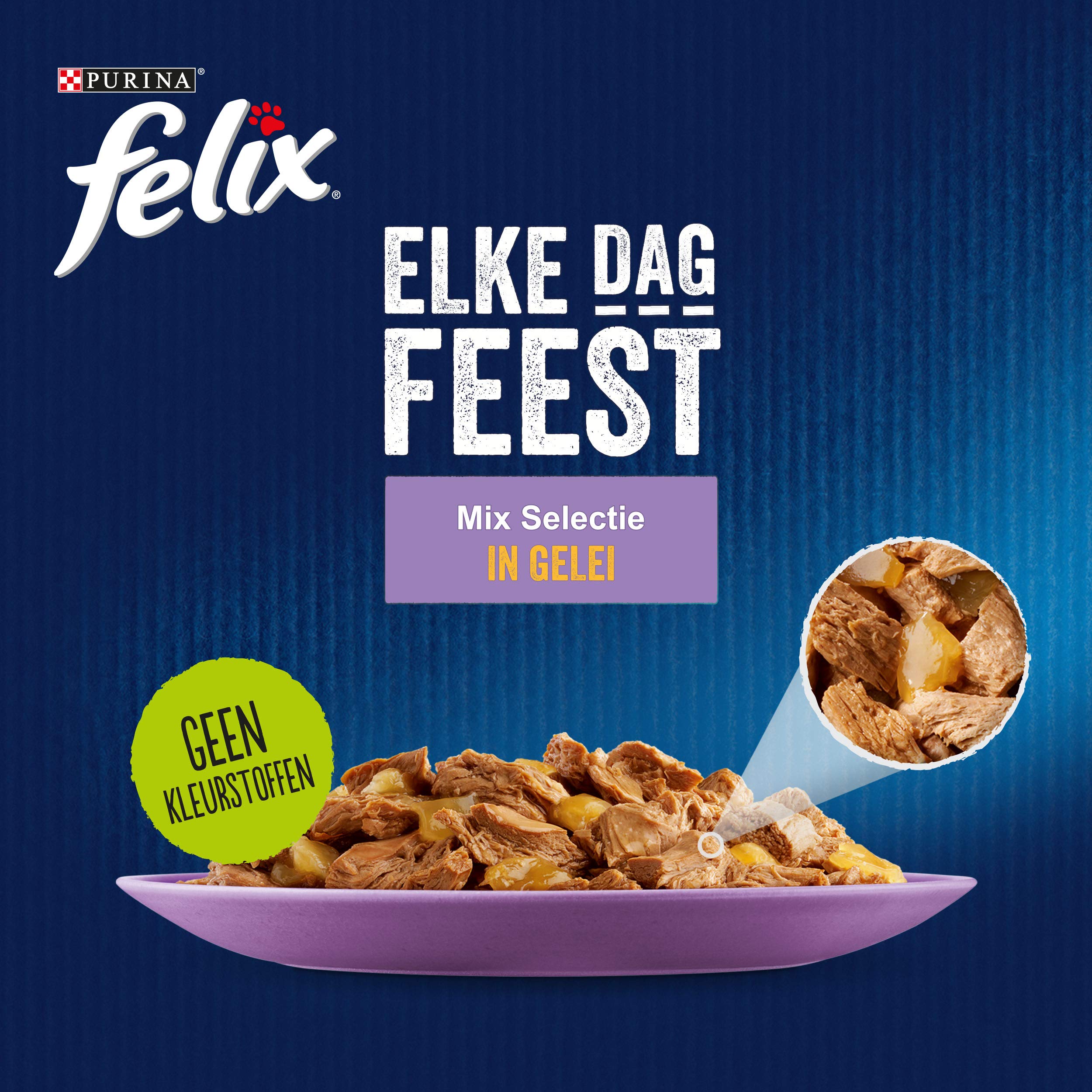 FELIX Everday Party z wołowiną, tuńczykiem, łosoś, kurczak karma dla kotów mokra 24 x 85 g (96 torebek porcji; 8,16 kg)