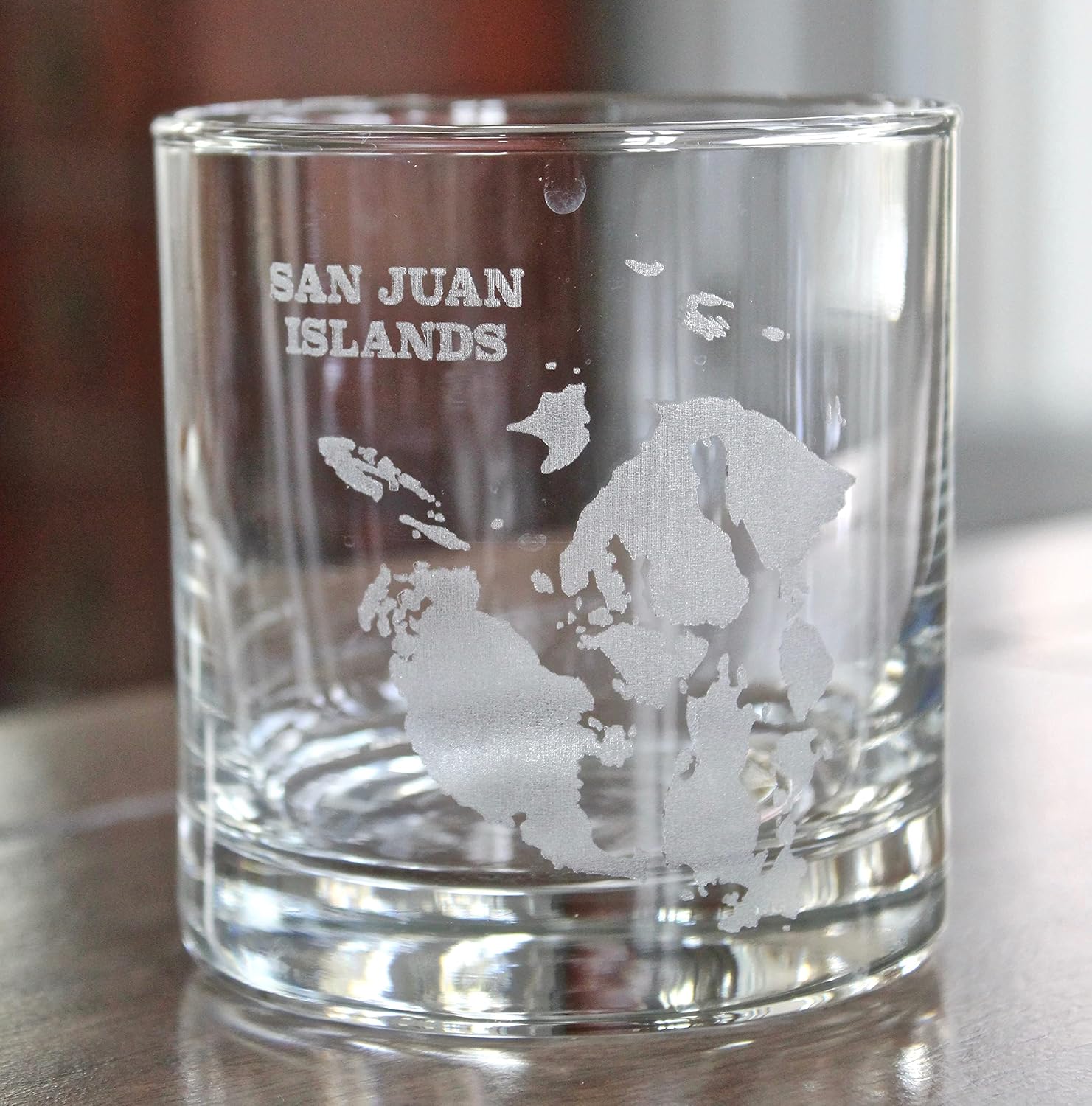 San Juan Islands Map - Engraved Rocks Glasses Set of 2