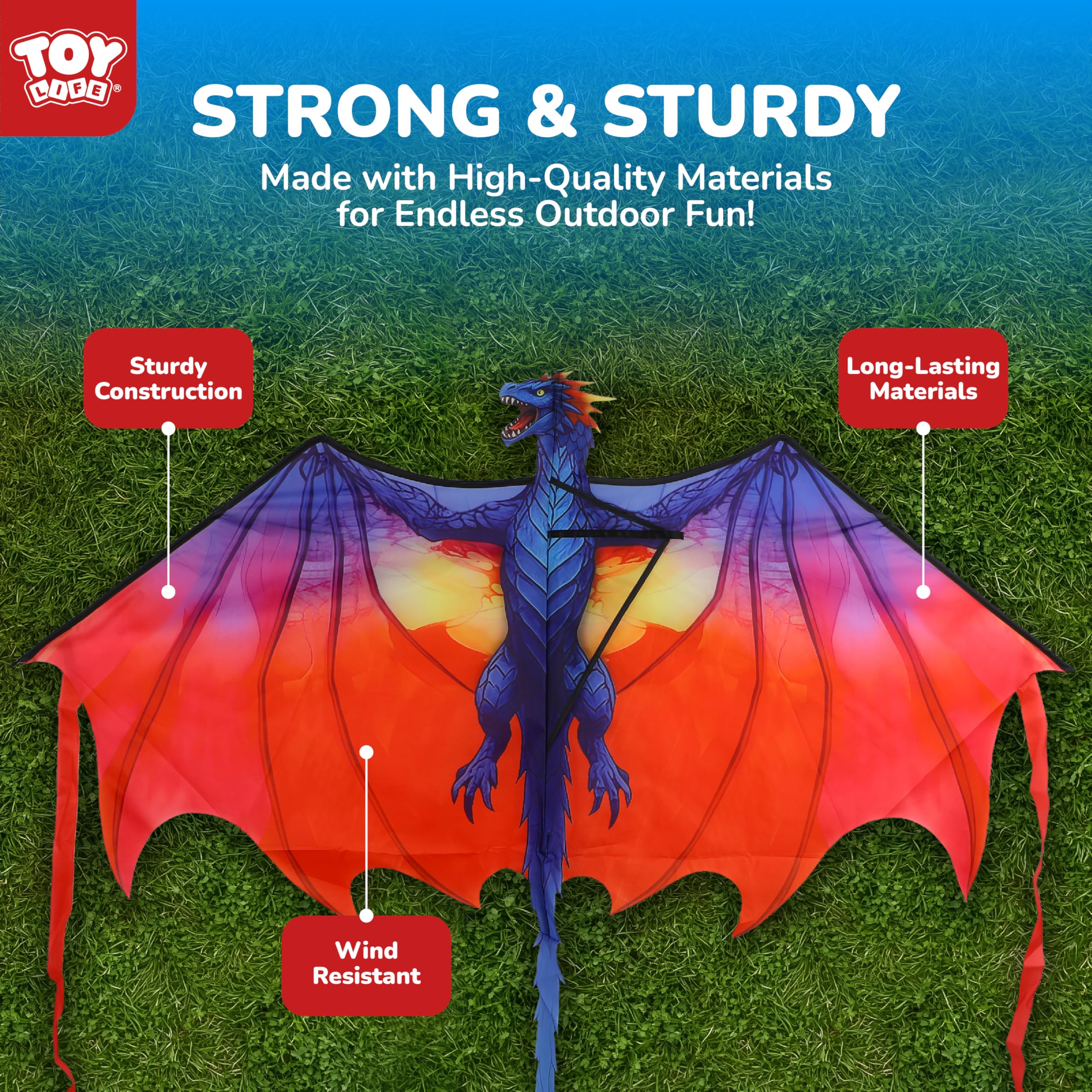 TOY Life 55.9'' Kites Easy to Fly for Kids Adults with 328.1 FT String, Beach Kite Outdoor Game Outside Toys Activity, Beach Toys for Kids, Gift for Boys Ages 4-8 - 5