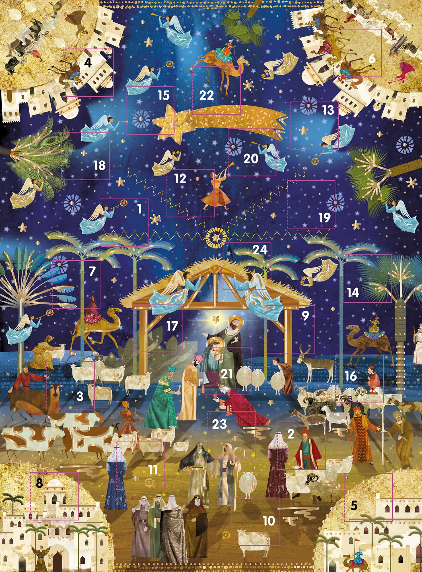 Ling Design Bible Story Sleigh Advent Calendar Card - 25 x 35cm – 24 Doors
