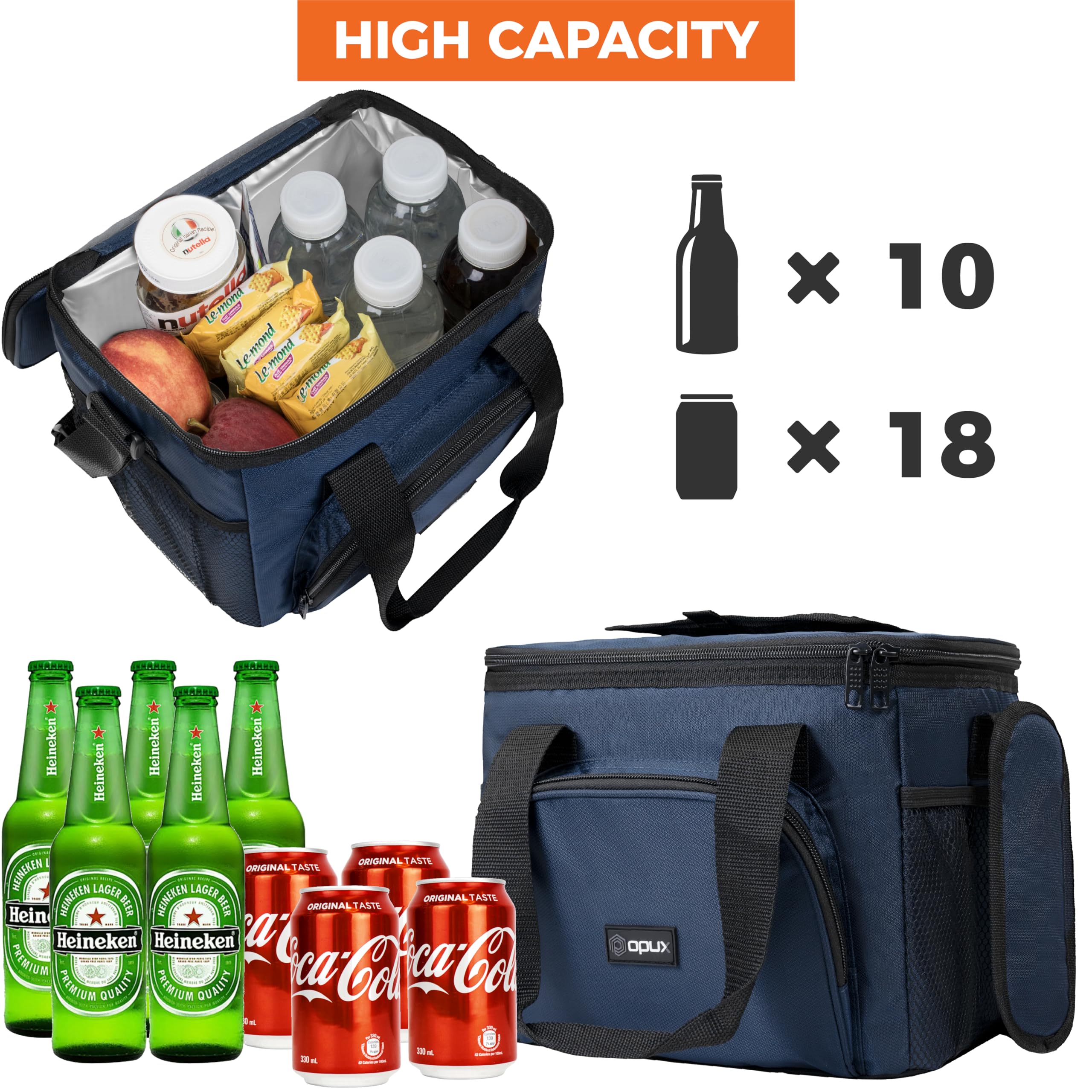 OPUX Bolsa de almuerzo para hombre, con aislamiento de 9 cuartos de galón, bolsa de almuerzo para hombre, pequeña nevera de viaje para camping, familia, barbacoa, picnic, playa, coche, caja de