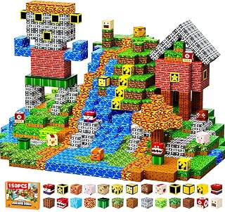 150 PCS Magnetic Blocks, 2X Magnetic Force, 0.8in, Magnetic Building Blocks Cubes for Kids, Magnet Toy for Boys or Girls Age 3+, Stacking Magnets, School STEM Toys for Christmas Birthday Gifts