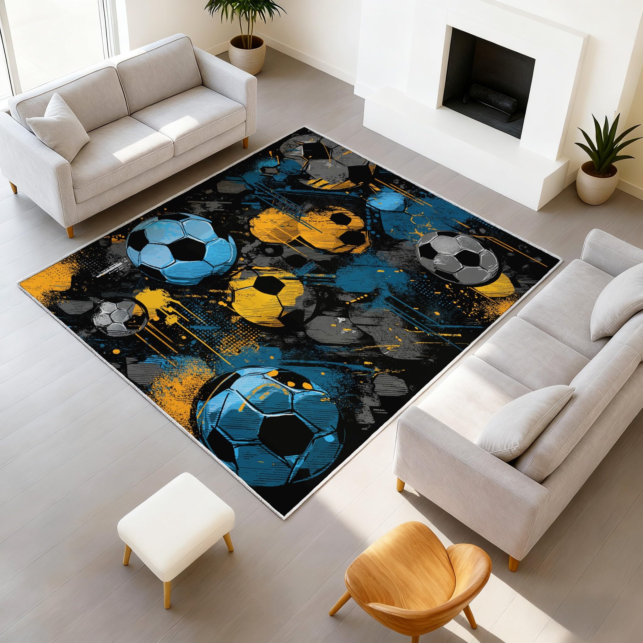 Tapis de rue abstrait antidérapant pour raviver un salon terne avec des couleurs sport