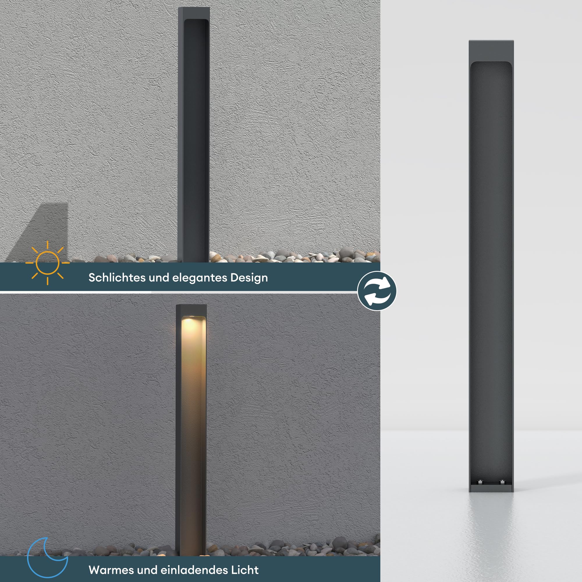 Mai & Mai Lampione da Giardino 3000K, IP65, 6X6X40cm | Luminoso da Giardino, Paletti Esterni Led, Alluminio, Parchi, Aree Residenziali e Ingressi BaldersLights, Sabbia grigio