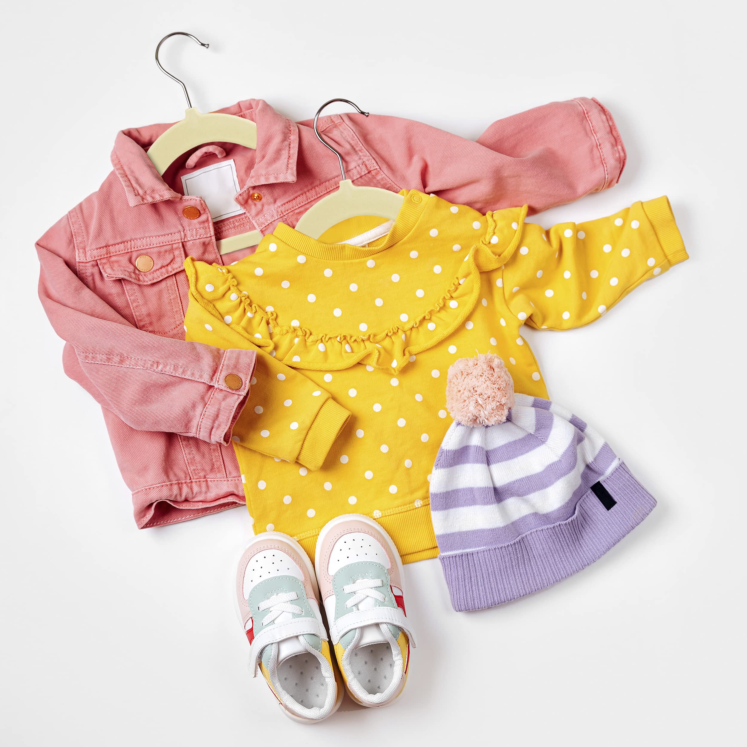 Utopia Home Grucce per bambini in velluto, 28 cm, resistenti, per armadio, per l'uso quotidiano (Avorio, Confezione da 30)