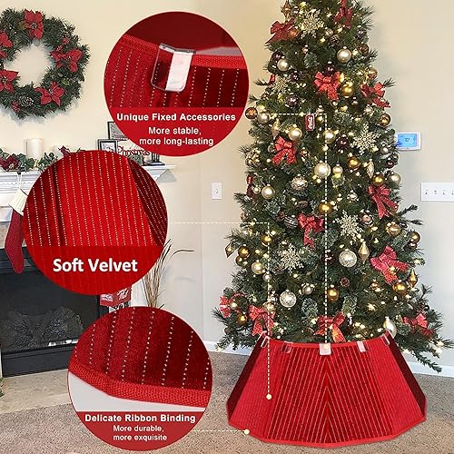 Miniatura 52 de Blissun Collar de tela para árbol de Navidad, anillo de árbol de Navidad, falda de árbol de Navidad de sauce para decoración de árbol de Navidad