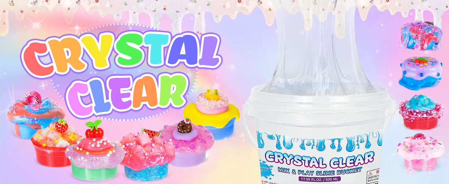 Thedttoy Kit Slime Clair Enfant – 500 Ml + 26 Accessoires – DIY Slime Fluffy Créatif – Cadeau Enfant 6+ Ans