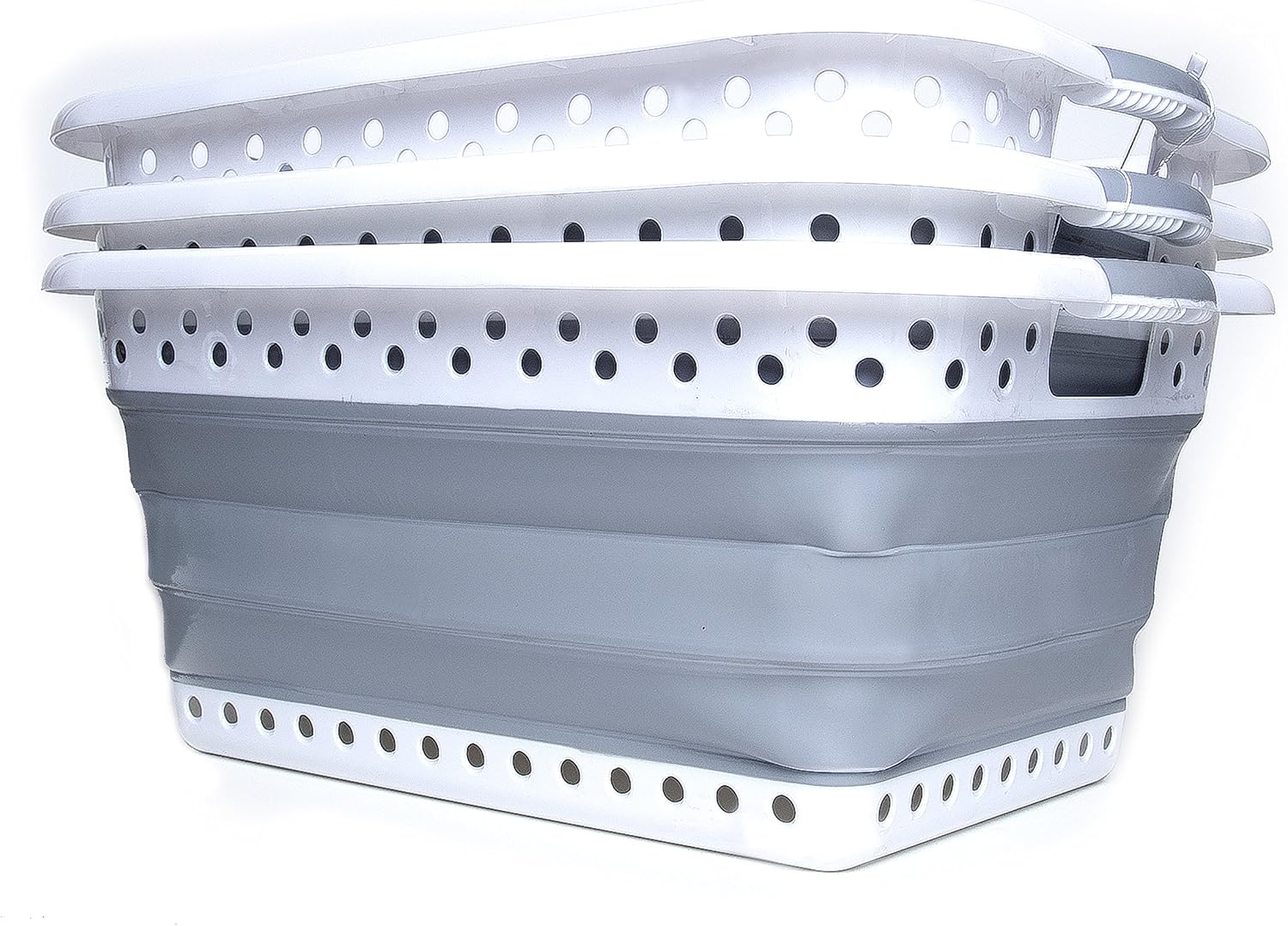 Smart POP UP Collapsible Laundry Basket – Space Saving Foldable Storage Container – EASY to use and carry – Versatile Portable Organize, Grey, Pack of 3