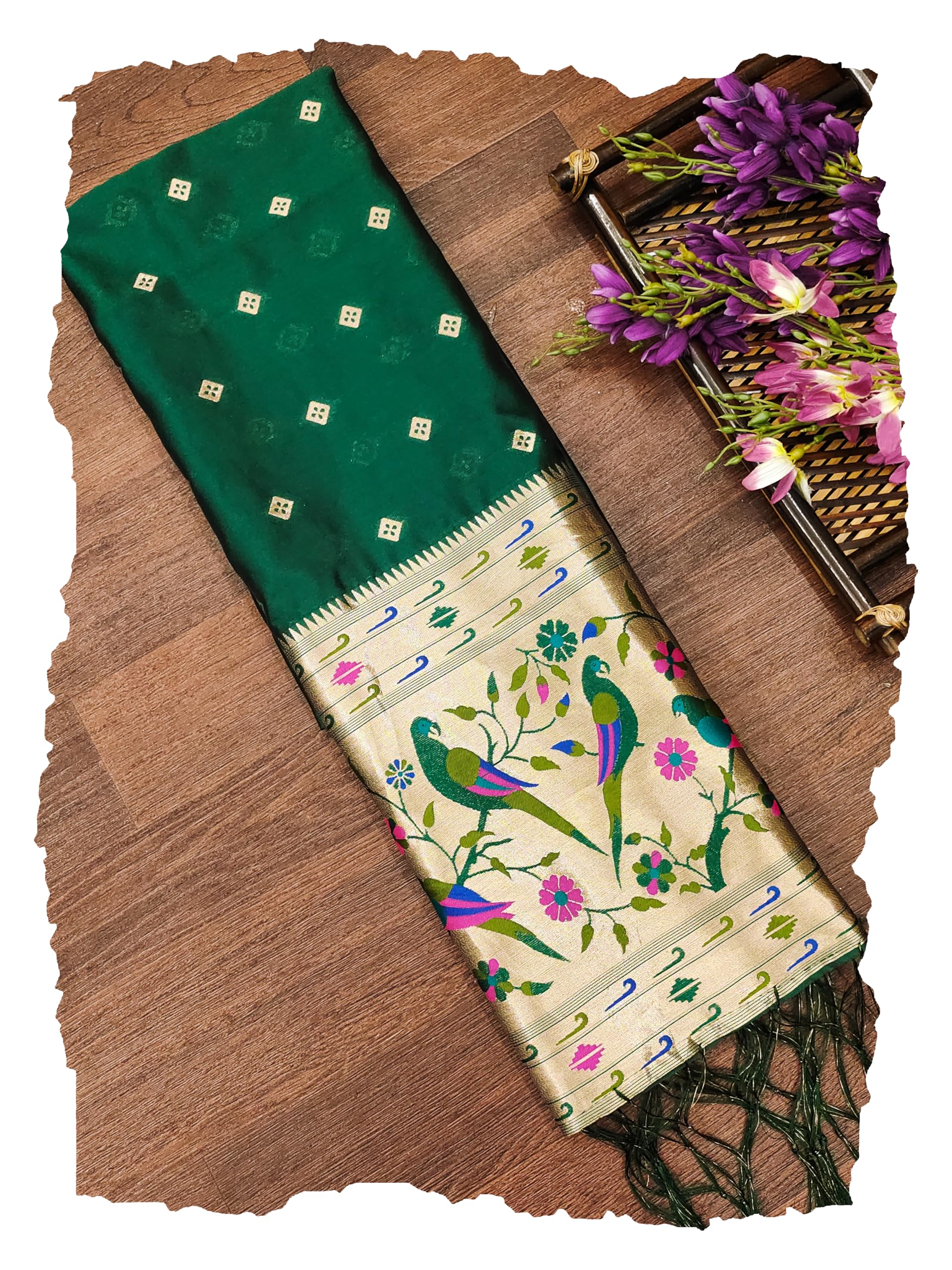 devangi Women's Woven Paithani Banarasi Silk Dupatta/Chunni For Women, Floral Print 1 Meter Wide and 2.3 Meter Length Printed Designer Dupatta/Chunni For Girls-picture-19