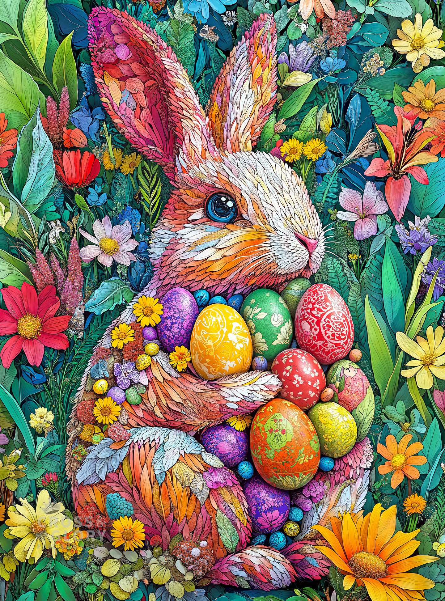 Cross & Glory – The Easter Garden Bunny – 1000 Piece Jigsaw Puzzle for Adults | Easter Egg Rabbit & Botanical Spring Artwork | Festive Seasonal Puzzle
