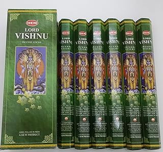Hem Lord Vishnu Incense Sticks (120 Sticks, 6 Boxes Inside) - 9 Inches Long, 20g per Box - Perfect for Meditation, Rituals & Cleansing