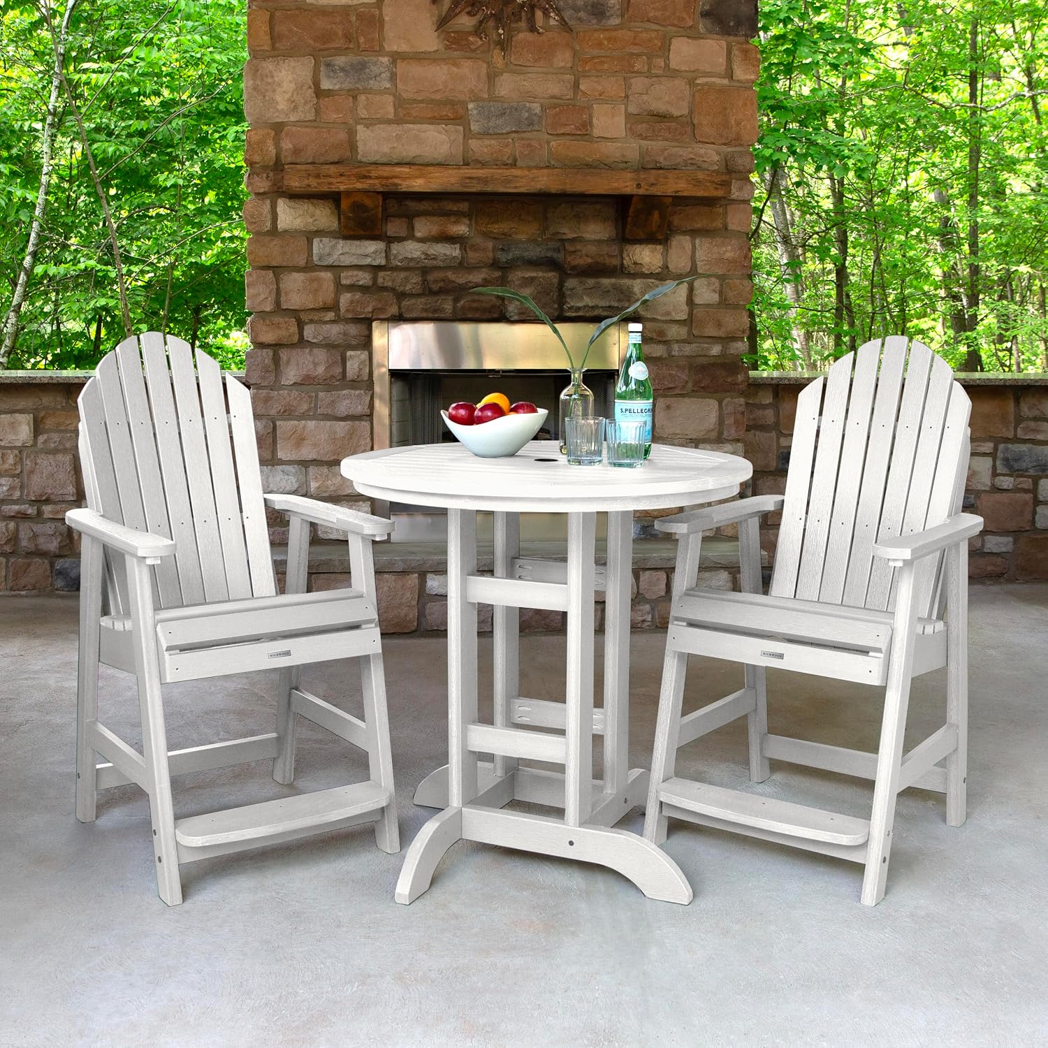 Highwood 3 Piece Hamilton Round Counter Height Dining Set, White