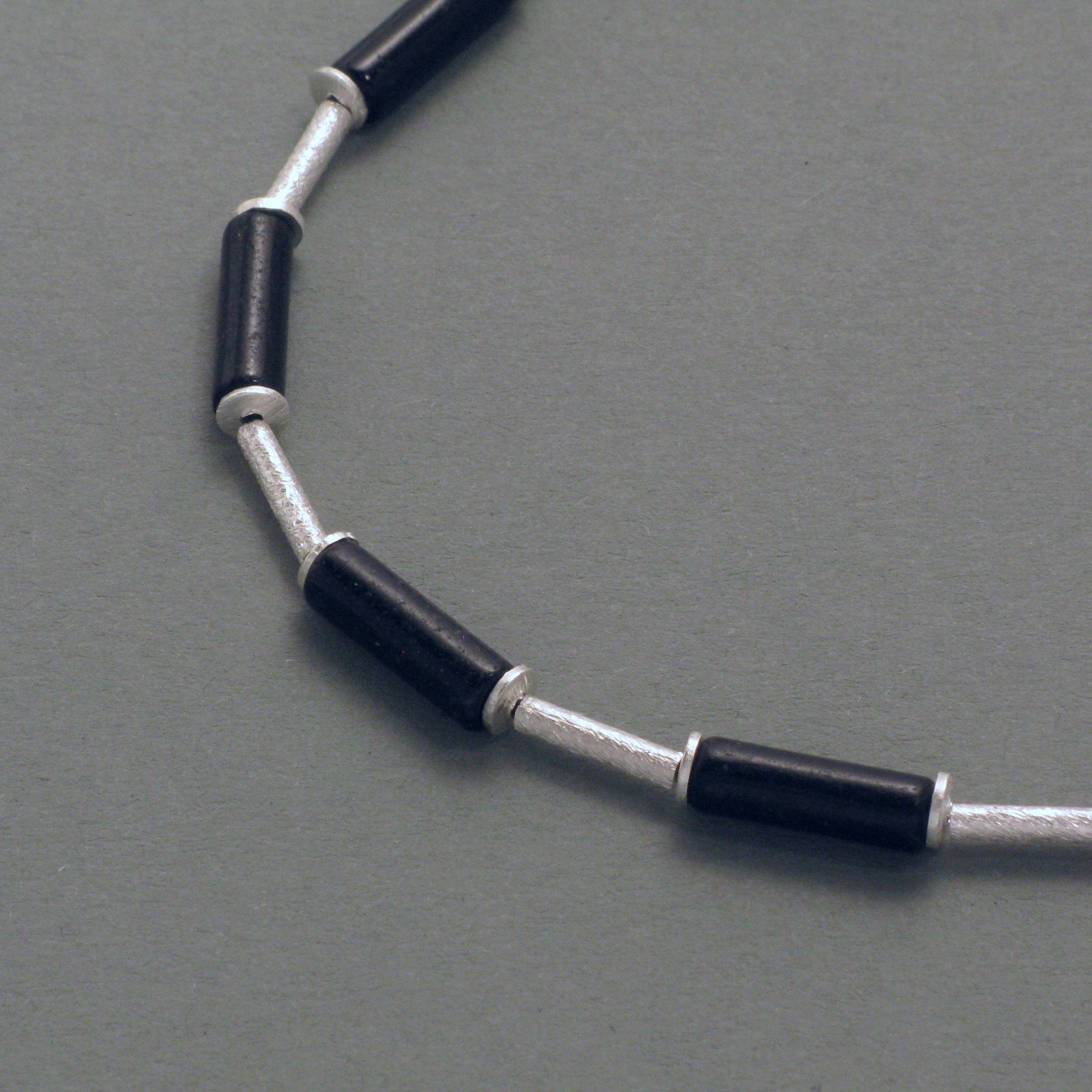 Onyx-Kette mit Silber