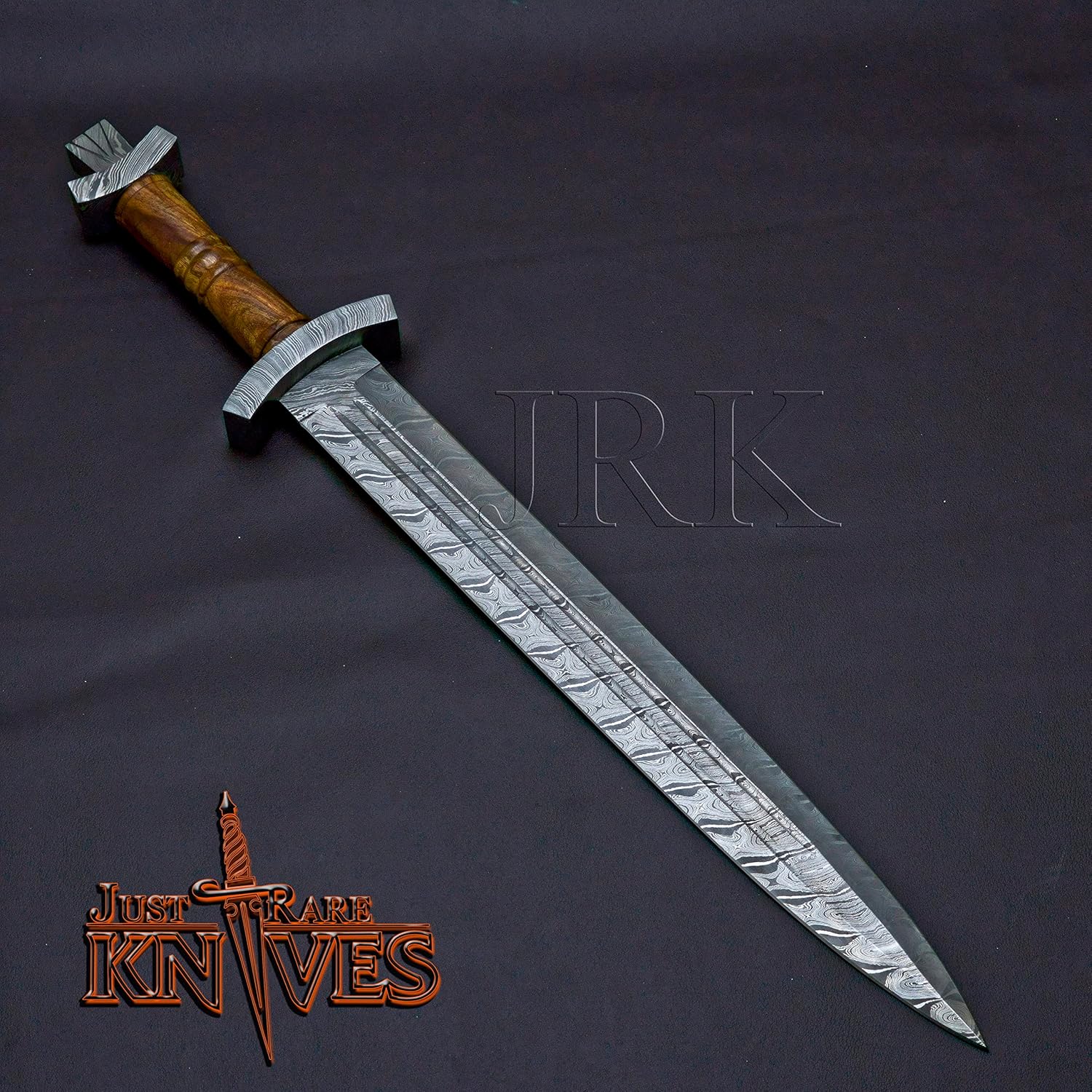 USA Special Edition: 24" Viking Custom Made Damascus Steel Blade, Dual Blood GROOVED Dagger Sword (JRK72)